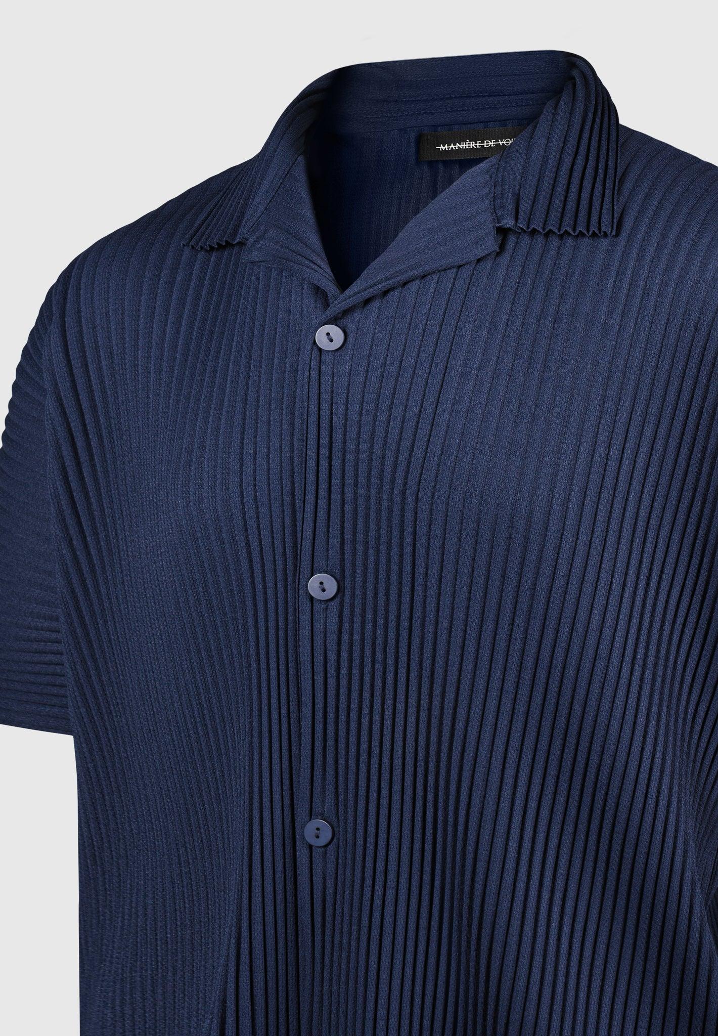 Pascal - Pleated Shirt - Navy Male Product Image