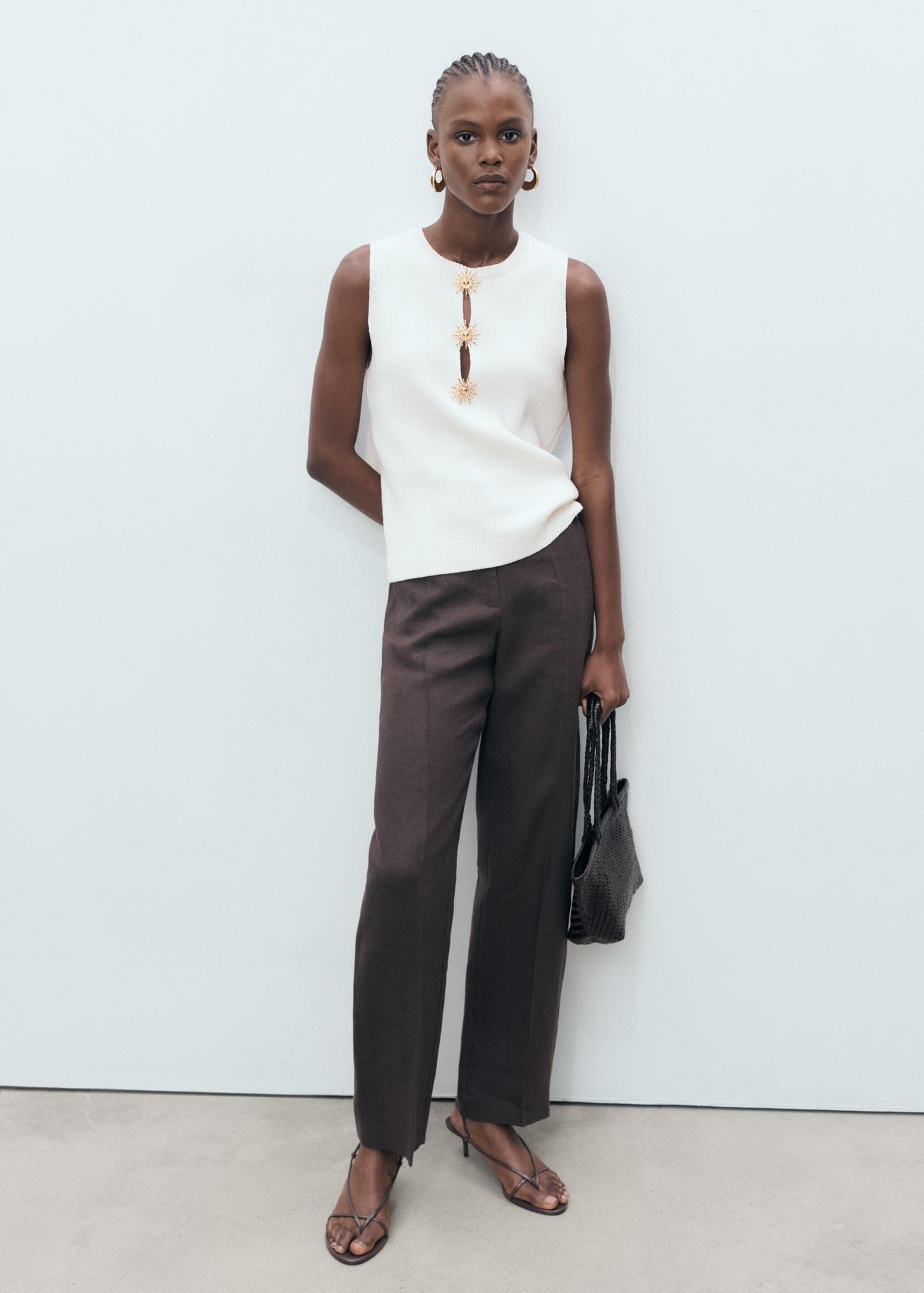 Knitted top with jewel buttons - Women | MANGO USA Product Image