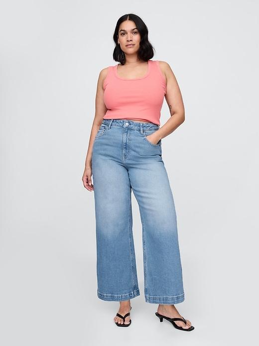 Curvy High Stride Wide-Leg Ankle Jeans Product Image