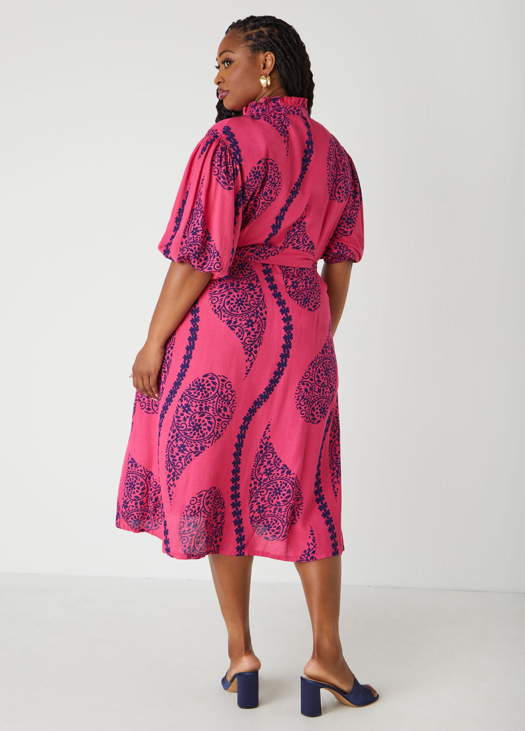 Ruffled Floral Print Shirtdress Product Image