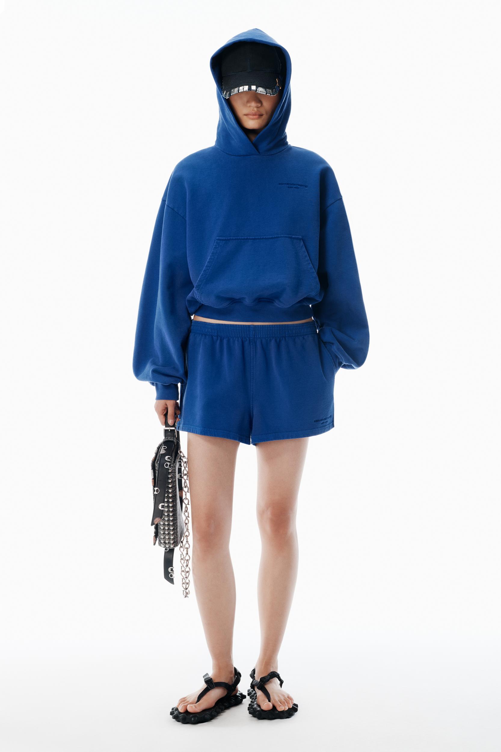 Blue Cotton-terry Running Shorts Product Image