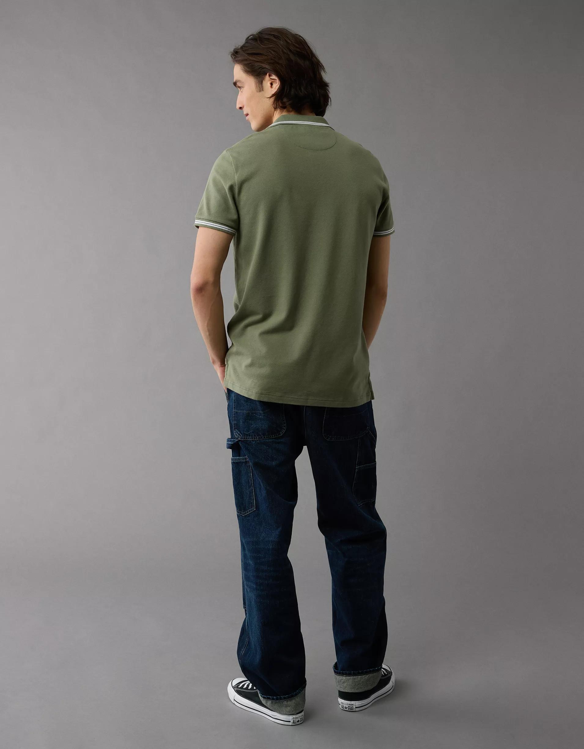 AE Lived-In Stretch Pique Slim Fit Tipped Polo Shirt Product Image