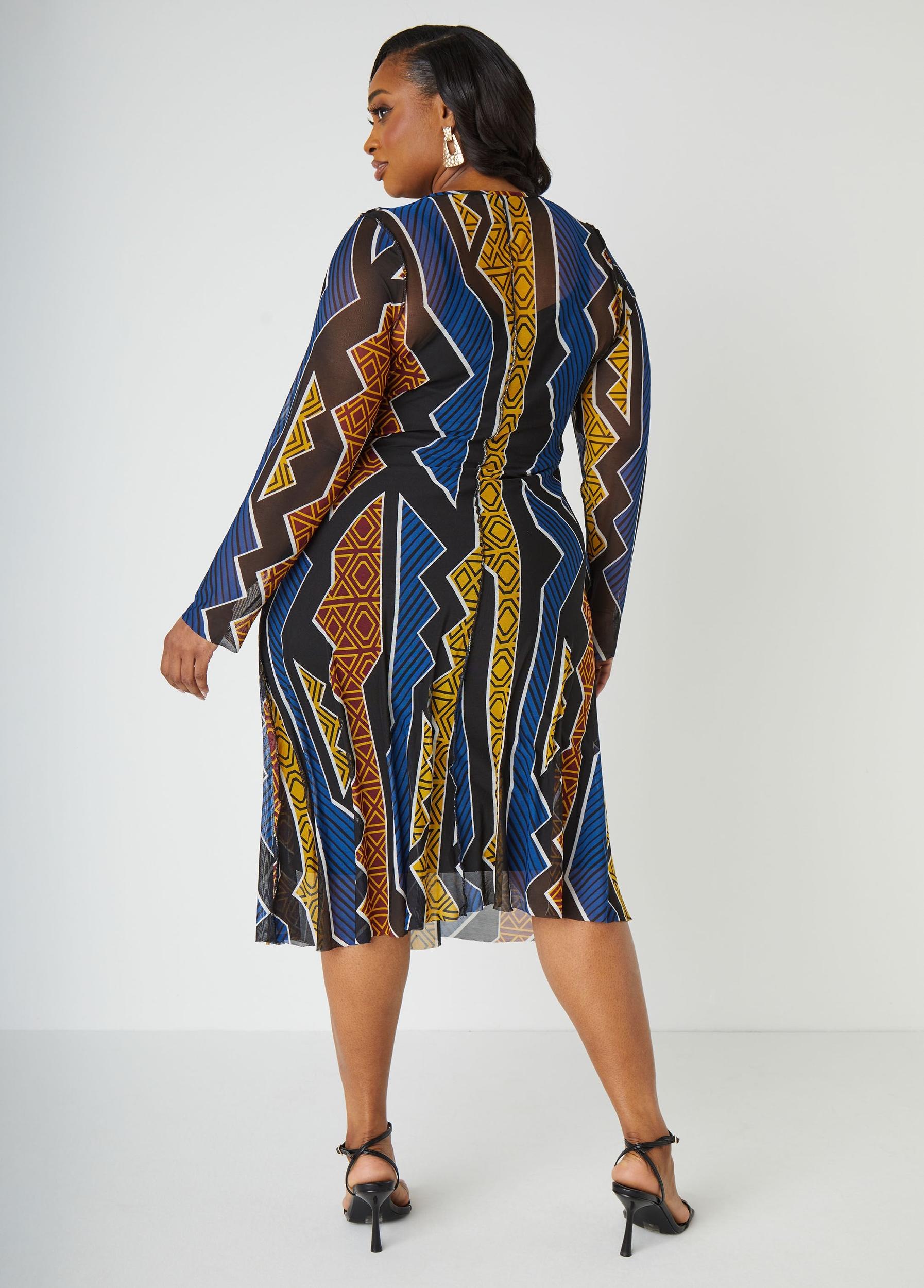 Printed Mesh Maxi A Line Dress Product Image