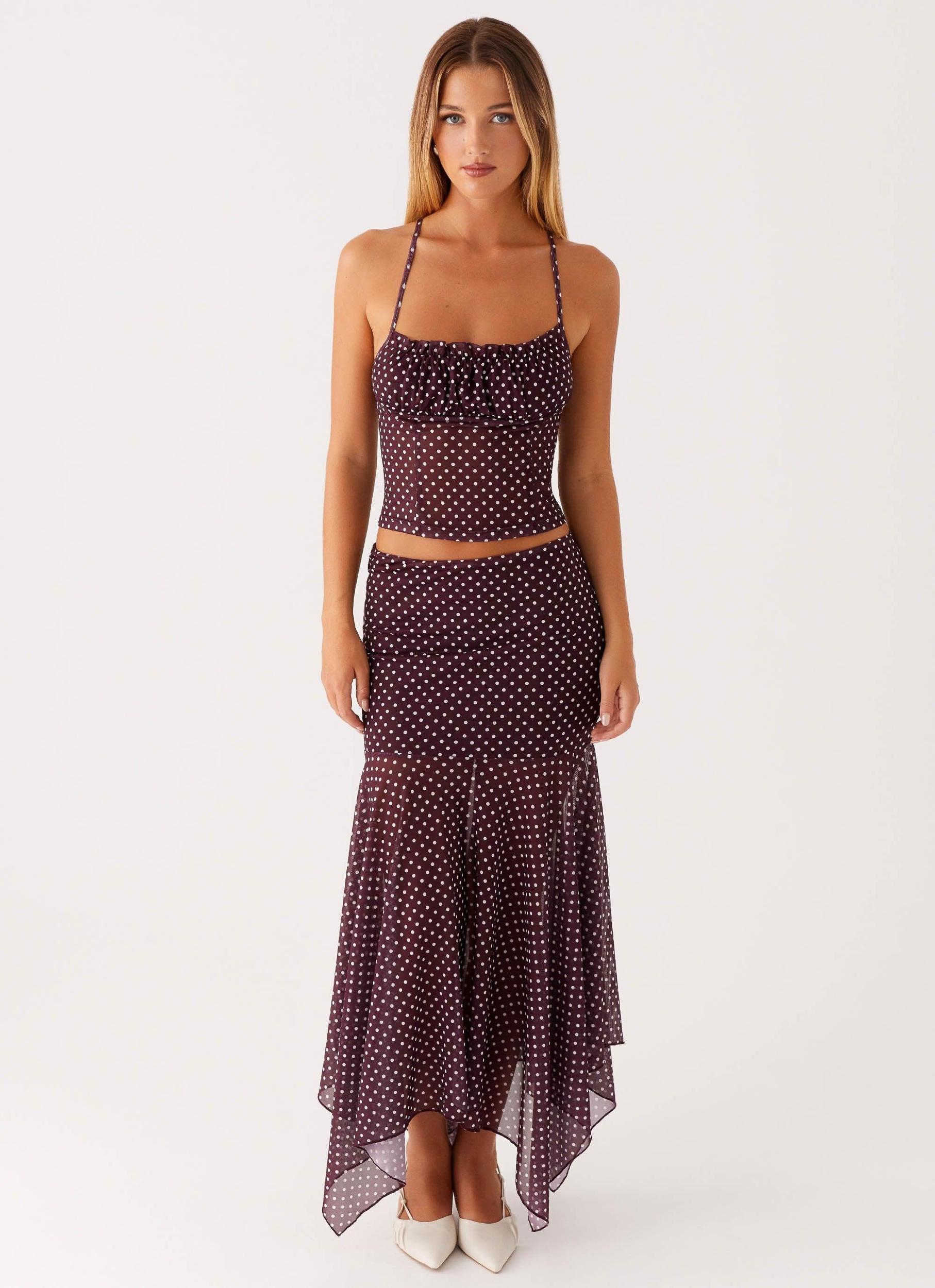 Buffy Maxi Skirt - Burgundy Product Image