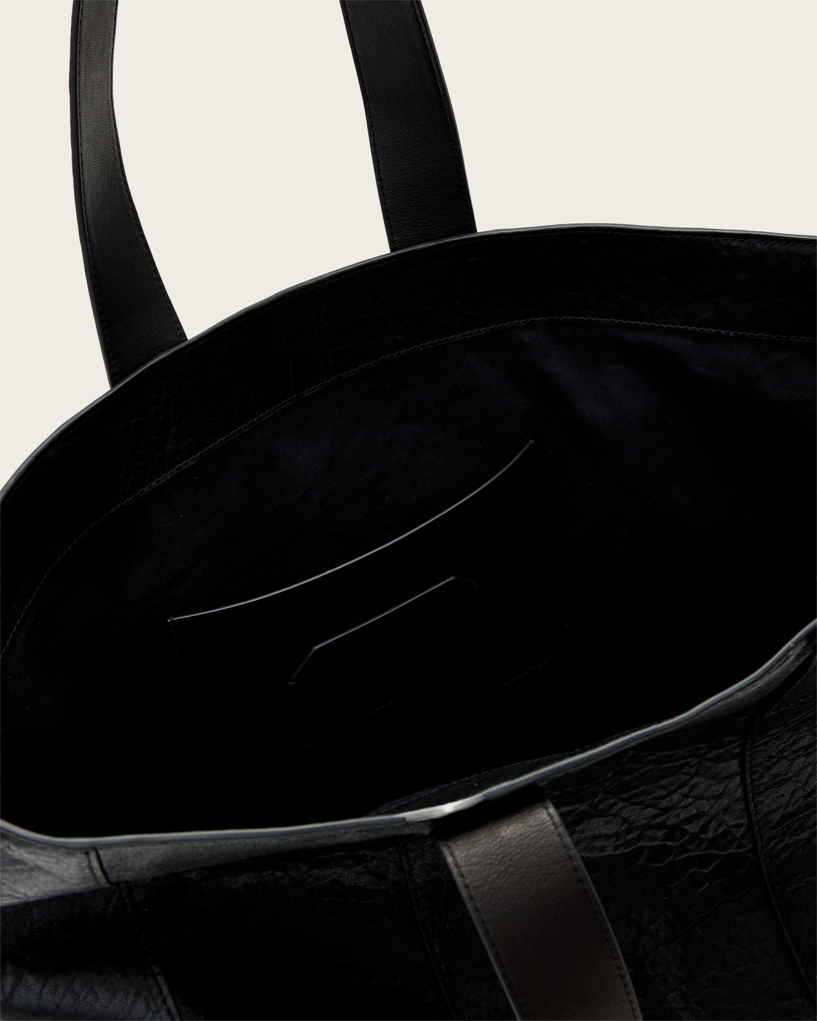Ares Grain Leather Open Tote Bag Black | ALLSAINTS US Product Image