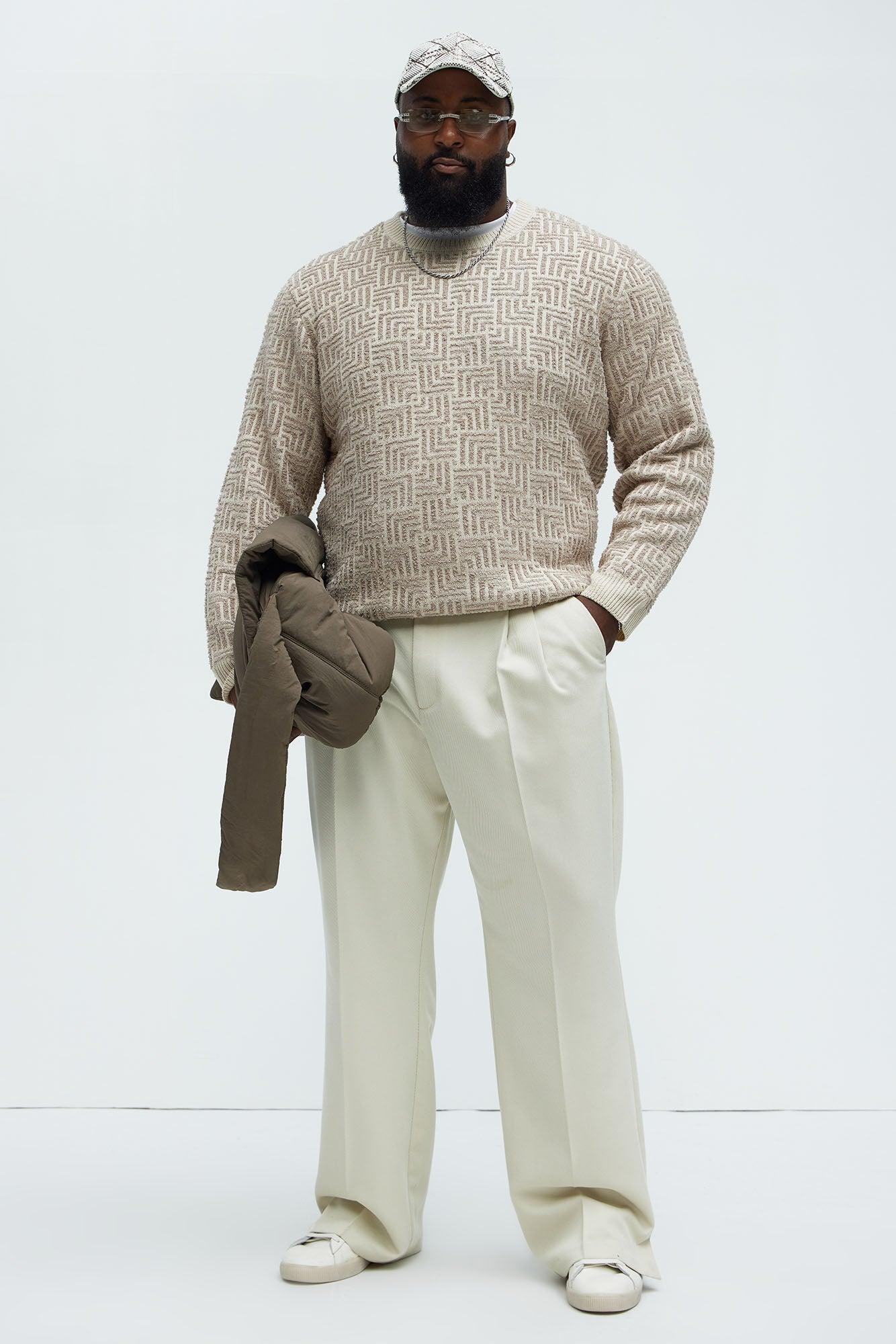 Runnin Up Numbers Crewneck Sweater - Taupe Product Image