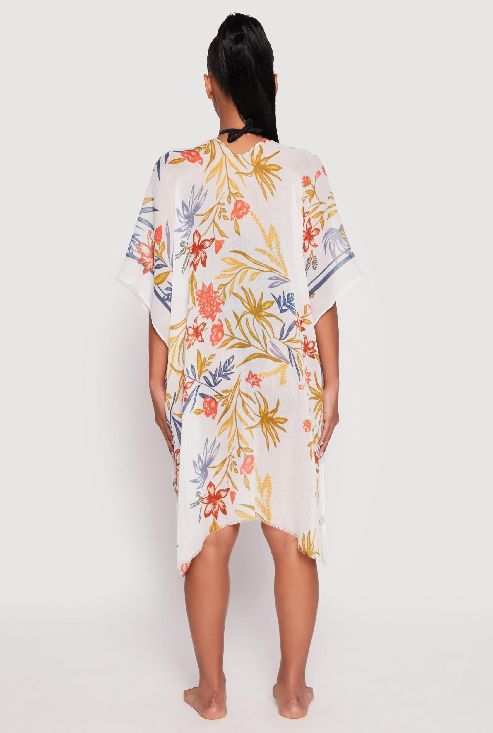 Floral Print Side Slit Cover Up Kimono Female Product Image