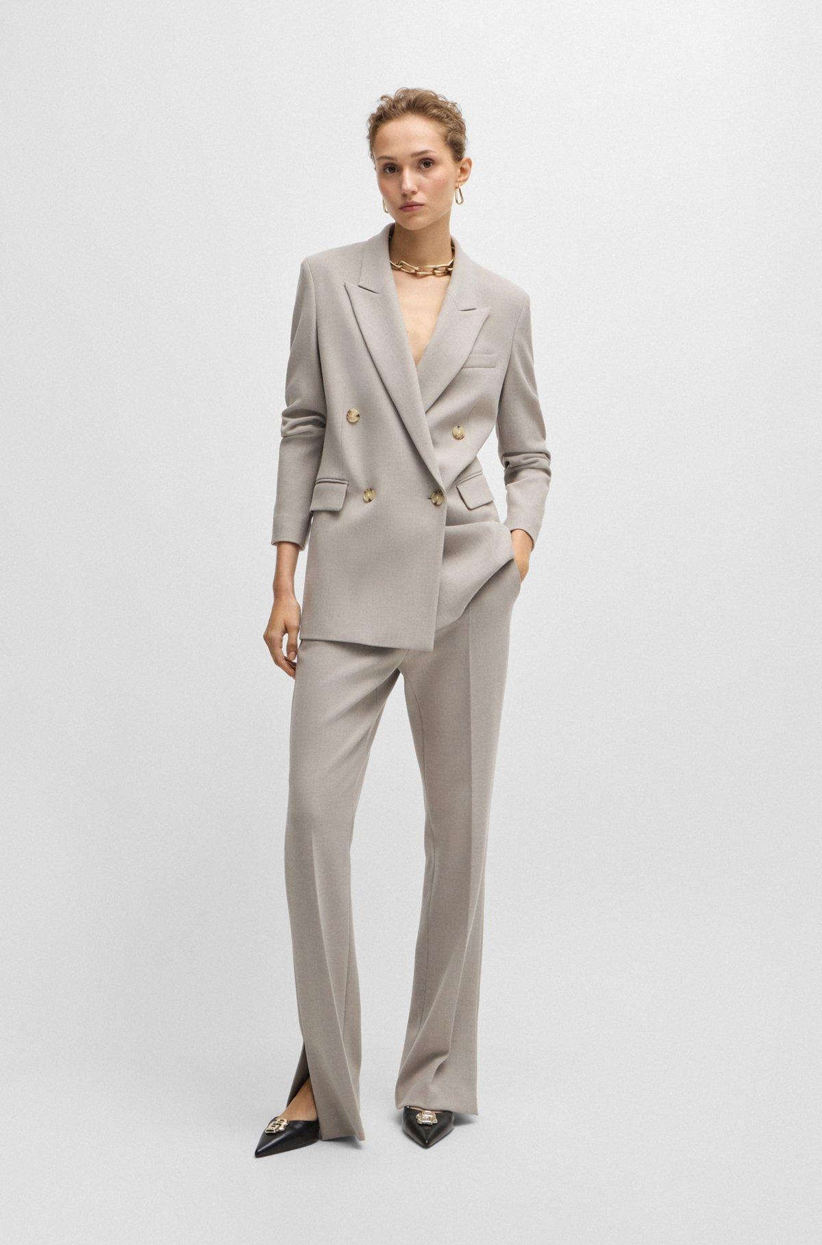 BOSS - High-waisted trousers with flared leg - Light Grey Product Image
