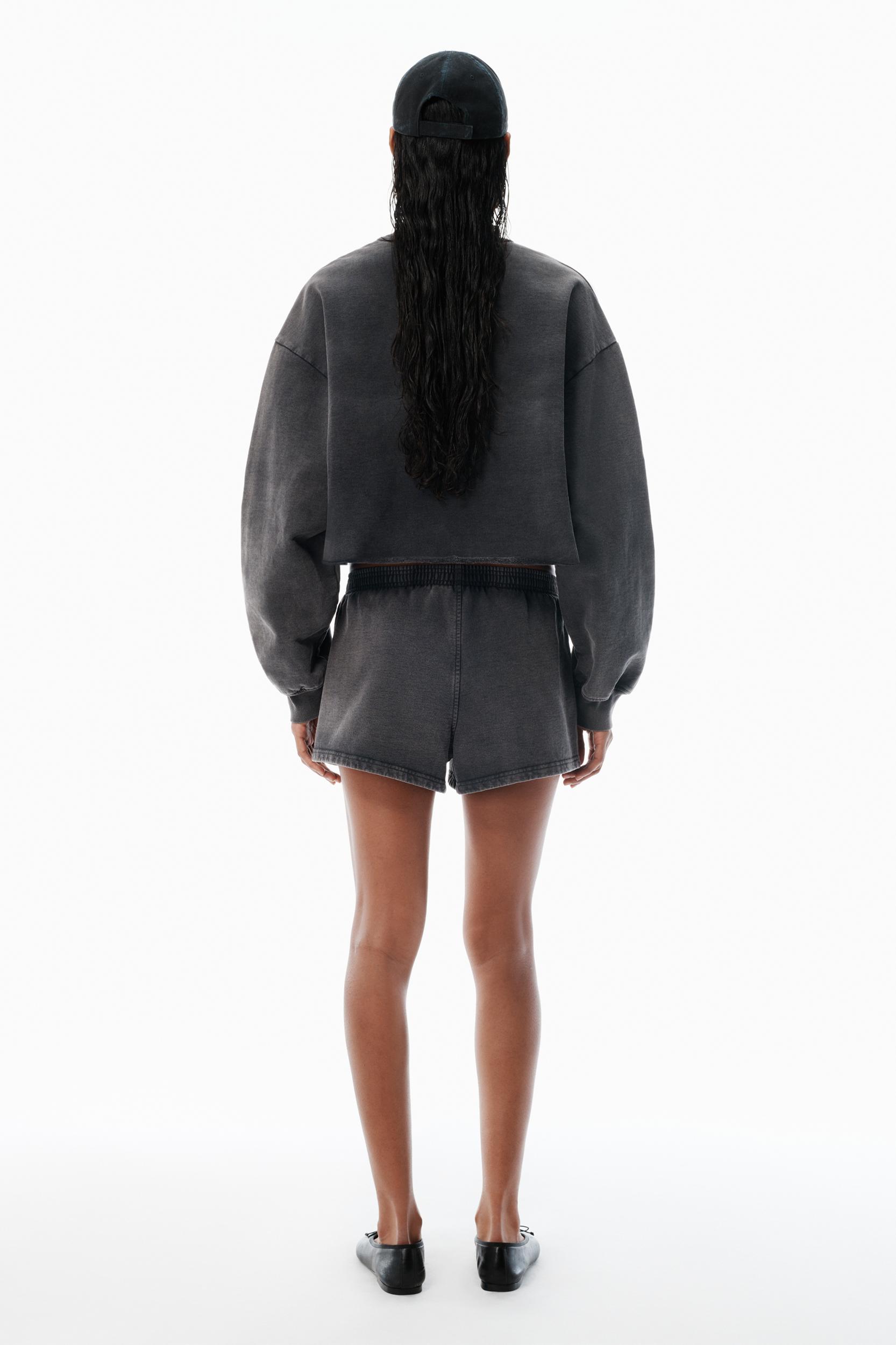 Black Cotton-terry Running Shorts Product Image