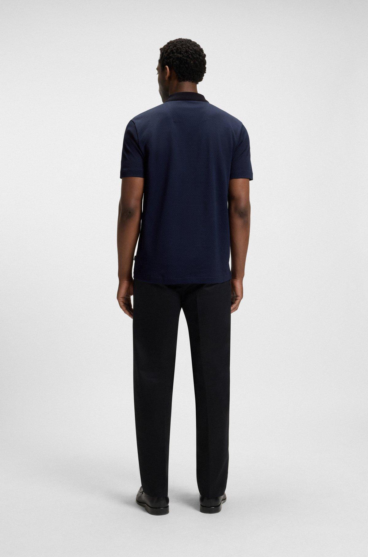 Mercerized-cotton polo shirt with geometric jacquard Product Image