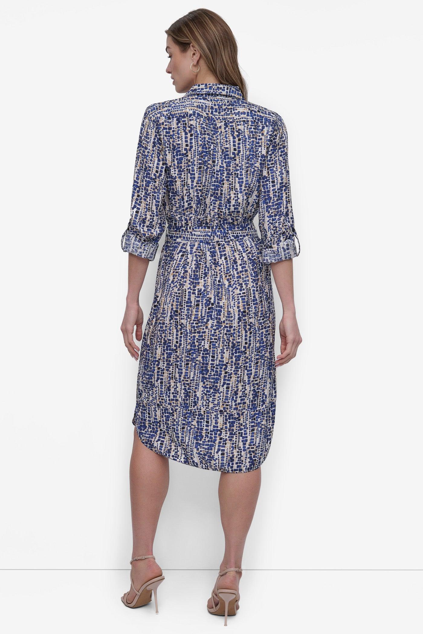 BELTED TIERED MIDI SHIRT DRESS Product Image