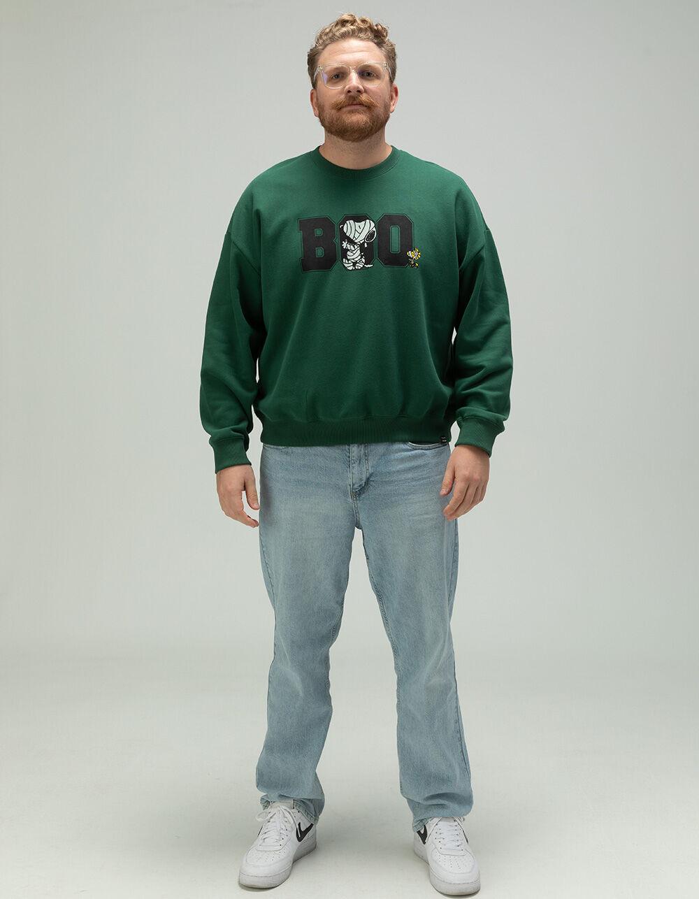 RSQ x Peanuts Boo Mens Oversized Crewneck Sweatshirt - GREEN Product Image