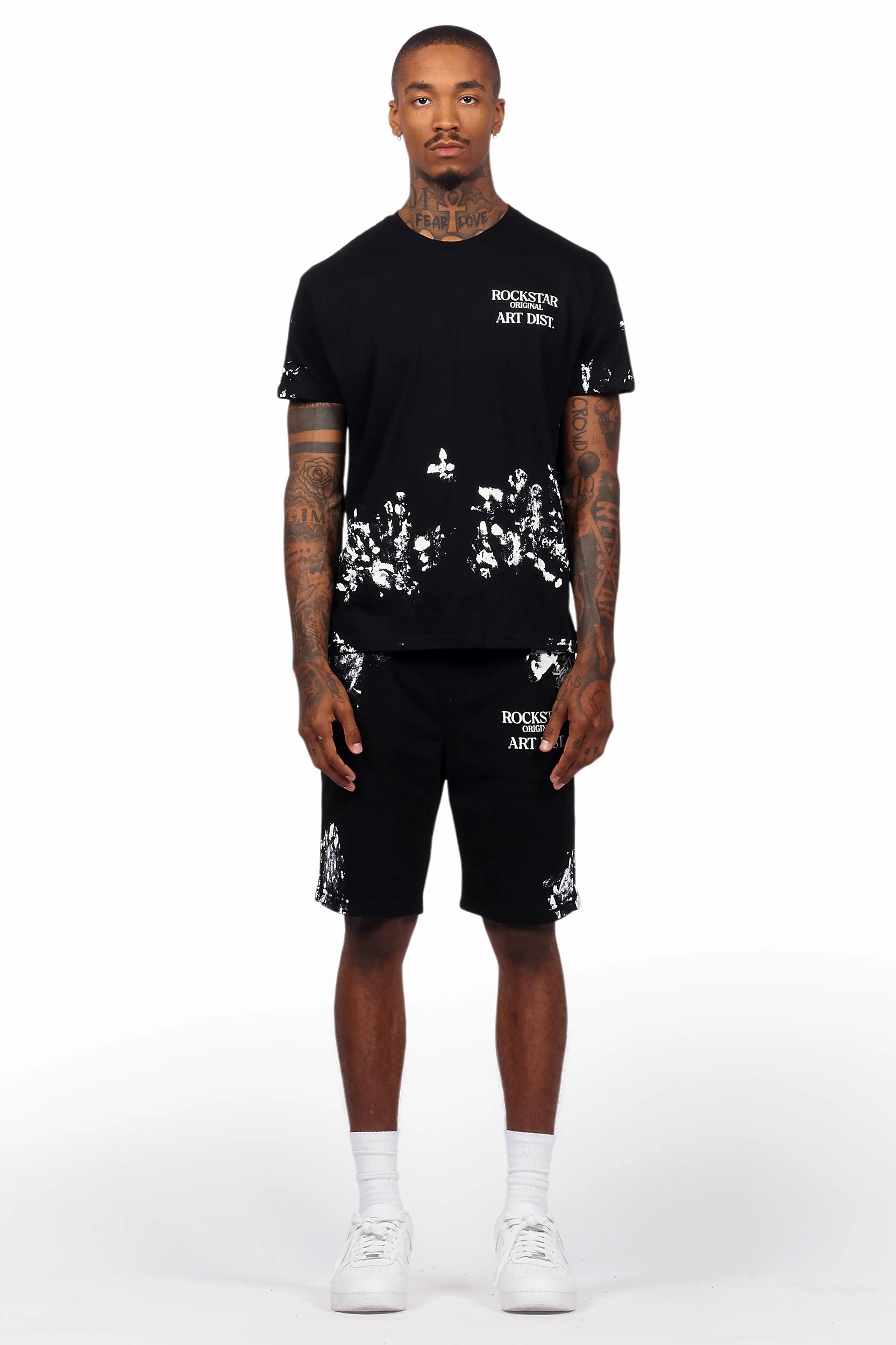 Filip Black Graphic T-Shirt Short Set Male Product Image