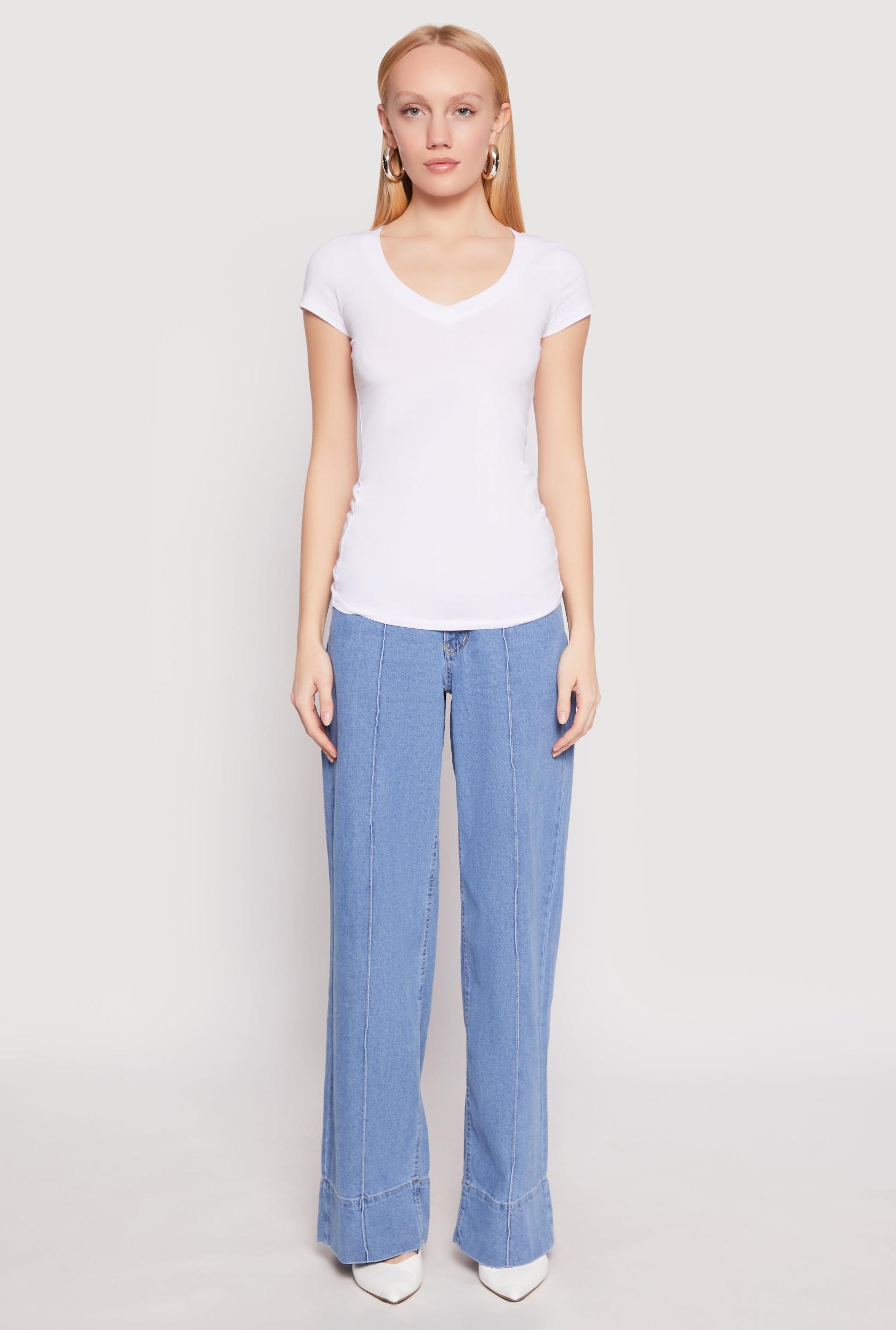 Womens V Neck Short Sleeve T Shirt Product Image