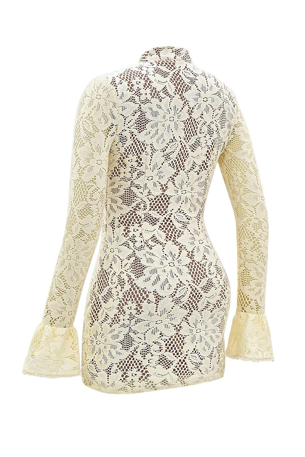 Brianna  buttermilk keyhole lace mini dress Product Image