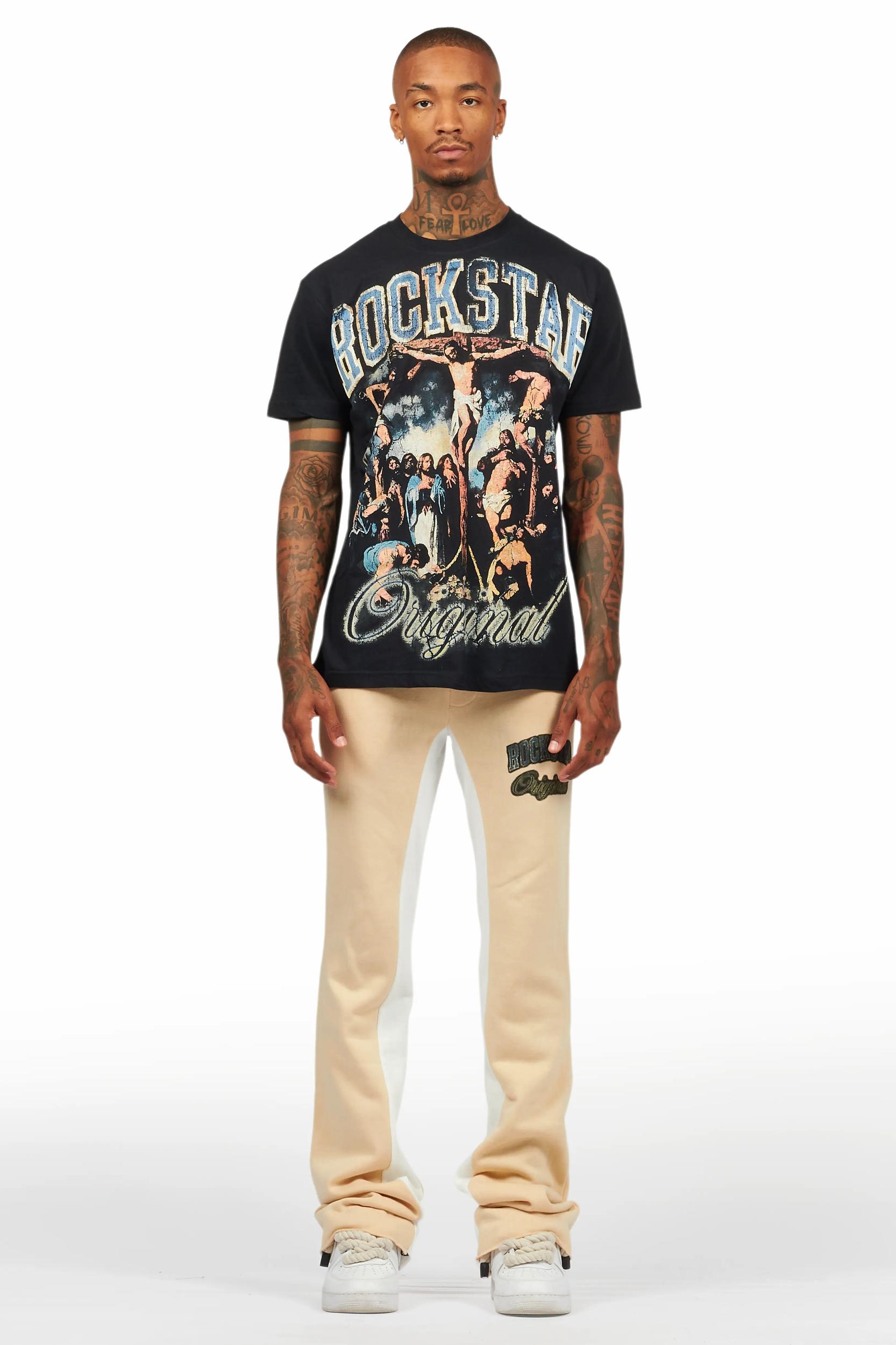 Waller Black/Beige T-Shirt/Baggy Pant Set Male Product Image