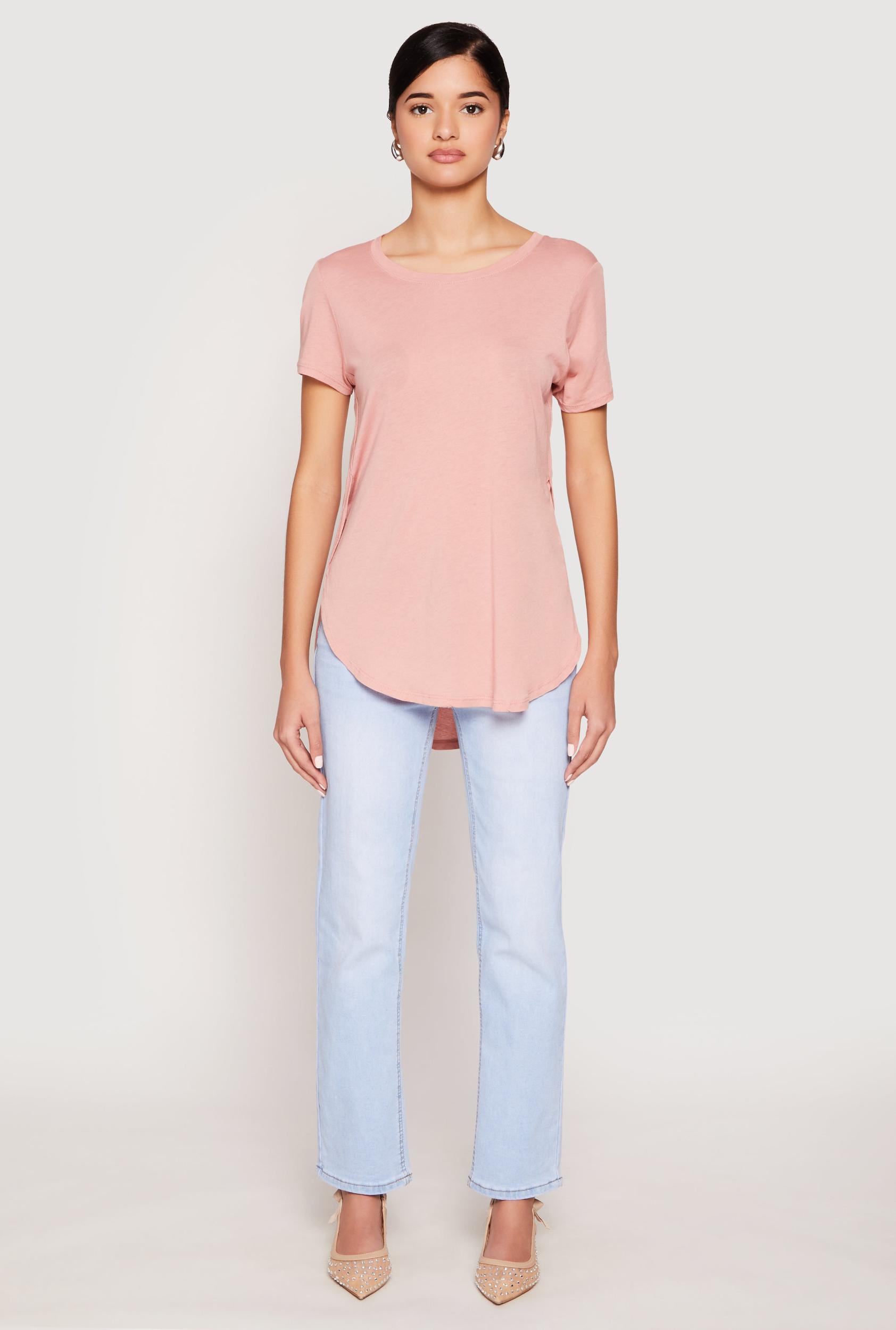 Womens Side Slit High Low Hem Tee Product Image