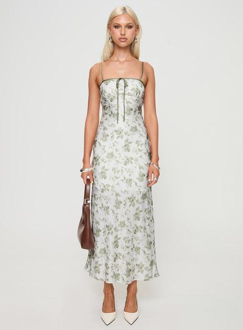 Vasiliki Maxi Dress White / Green Floral Product Image