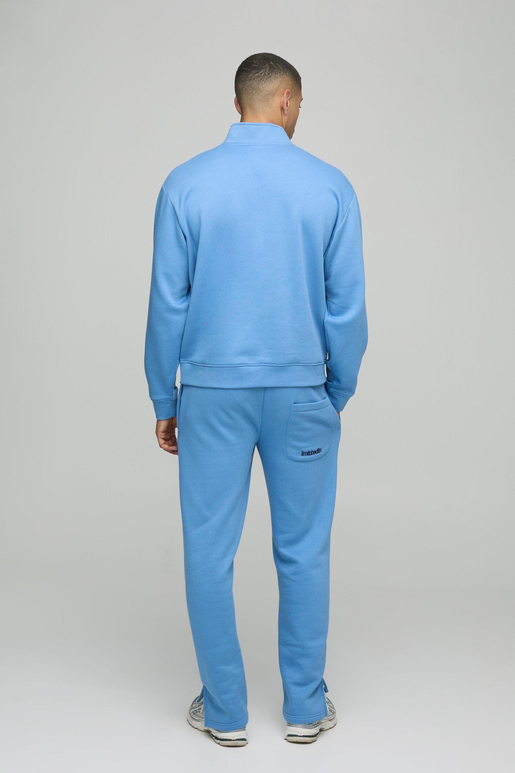Oversized Boxy Quarter Zip Embroidered Tracksuit | boohooMAN USA Product Image