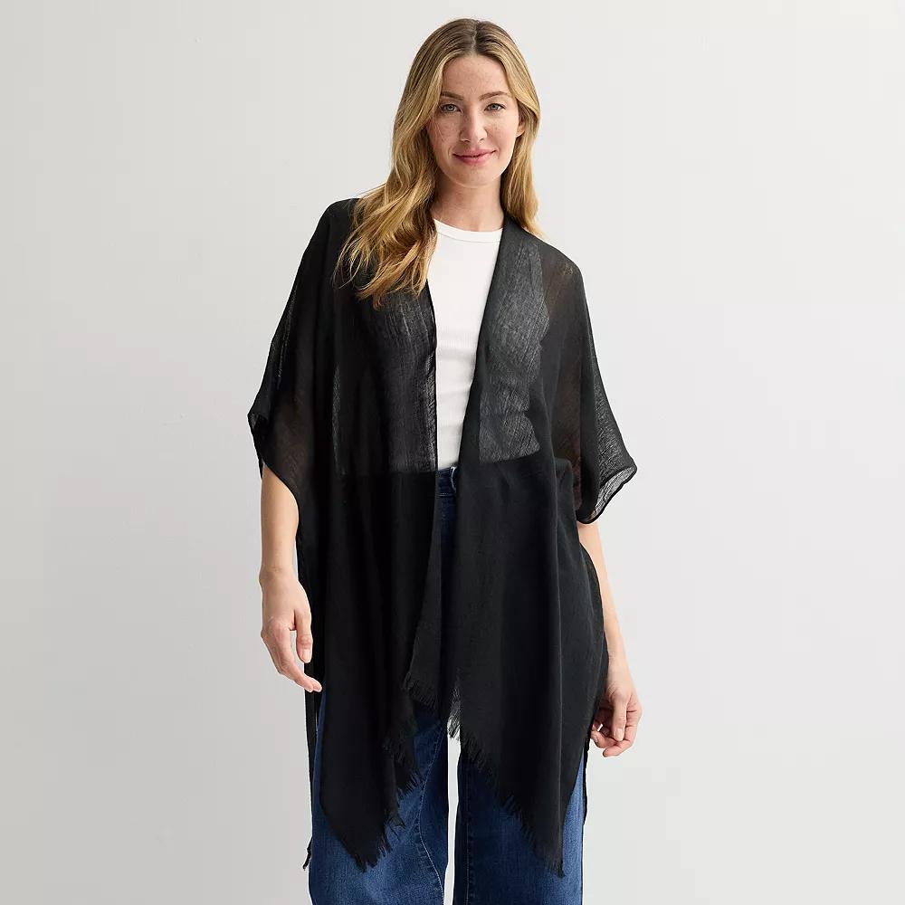 Women's Sonoma Goods For Life® Solid Open Weave Ruana, Black Product Image