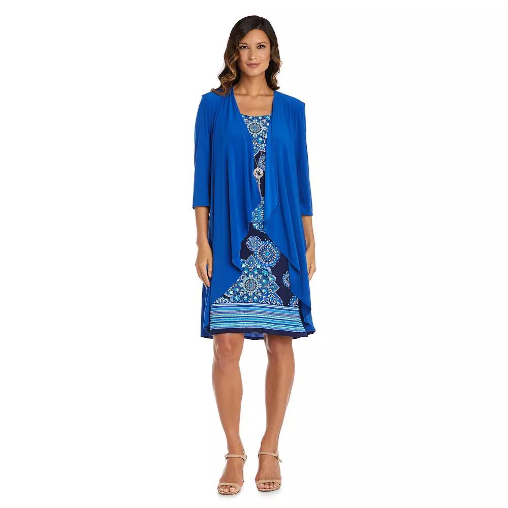 Women's R&M Richards 2-pc. Print Sleeveless Sheath Dress & Cardigan Set, Size: 12, Blue Royal Product Image
