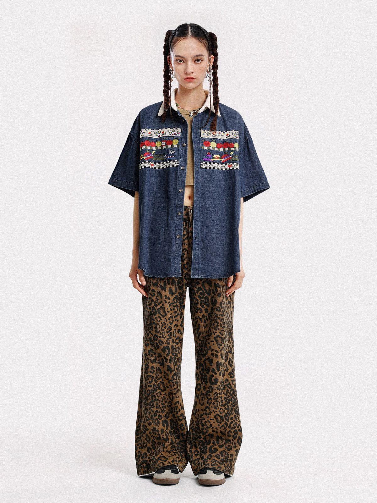Aelfric Eden Cartoon Graphic Denim Shirt Product Image