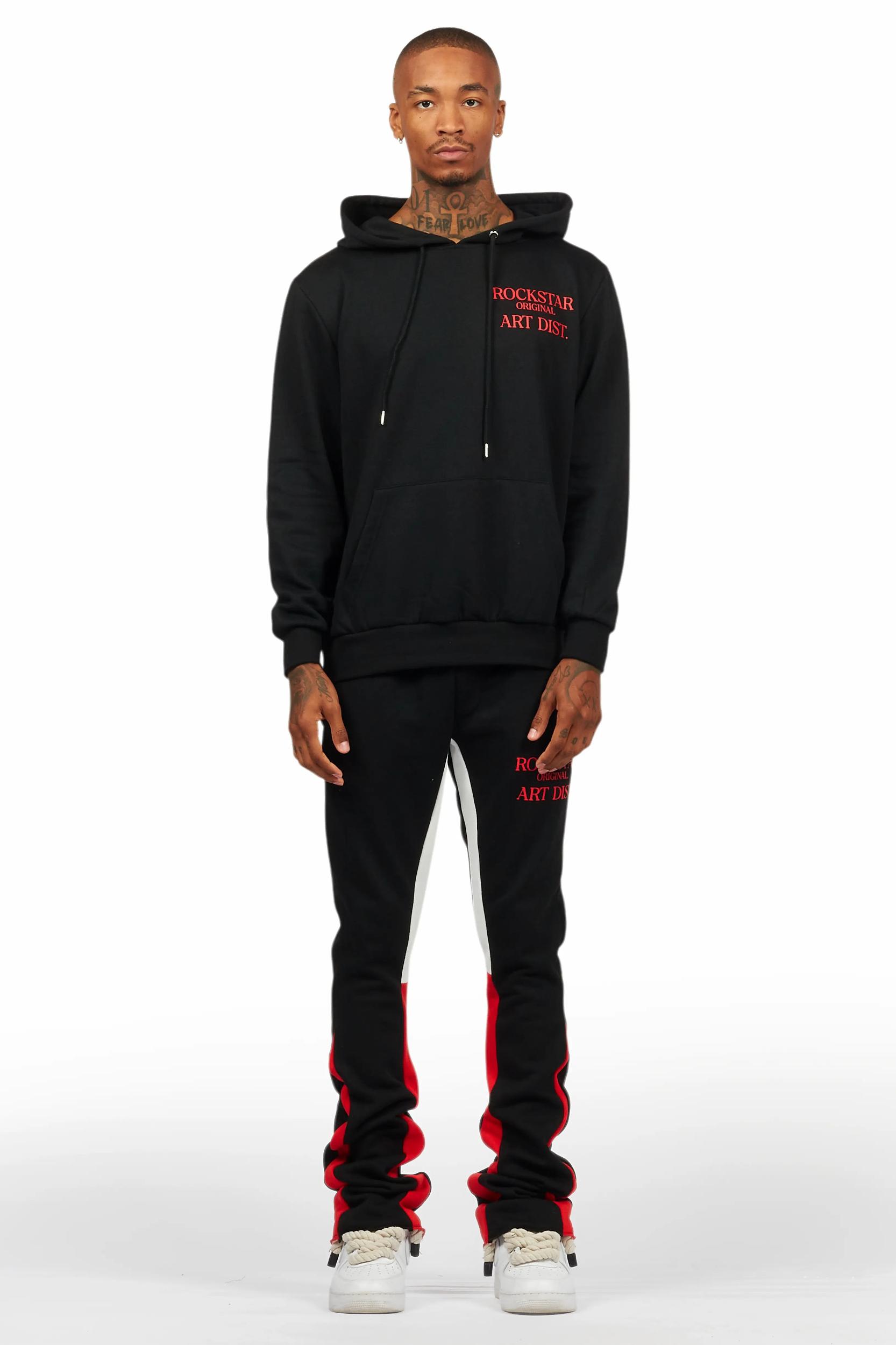 Briggs Black/Red Hoodie/Stacked Flare Track Set Male Product Image