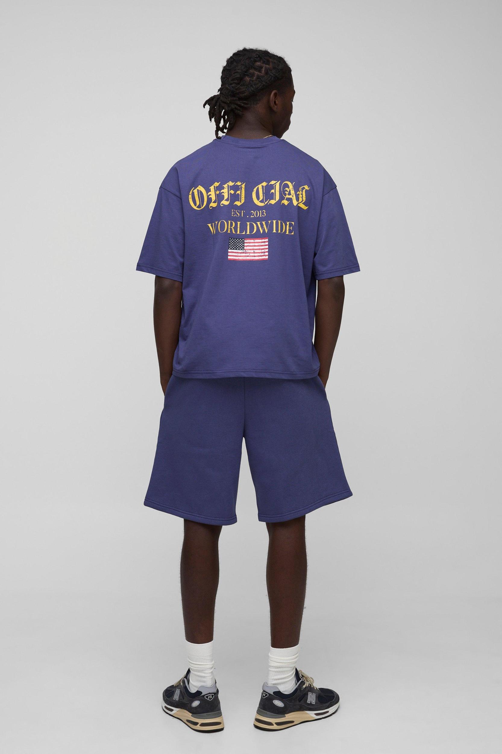 Oversized Boxy Official Graphic T-Shirt & Short Set | boohooMAN USA Product Image