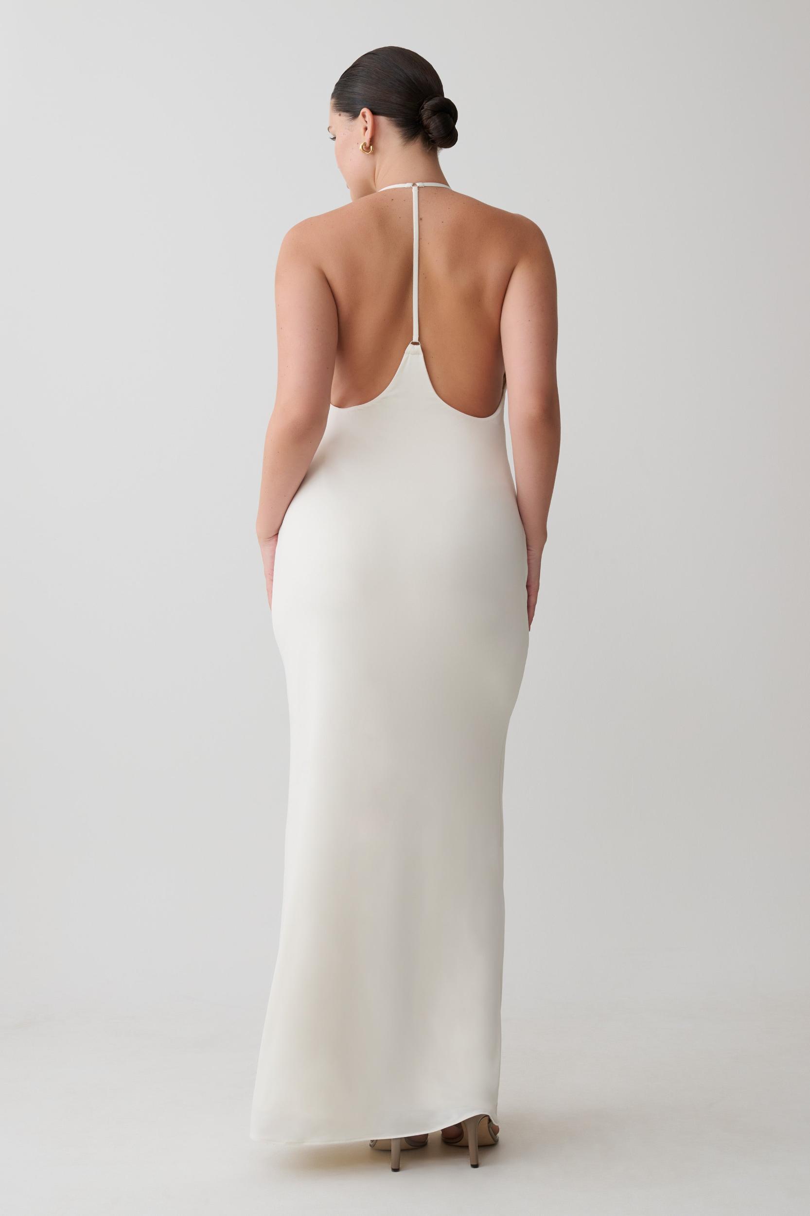 Hana Slinky Plunge Maxi Dress - Ivory Product Image