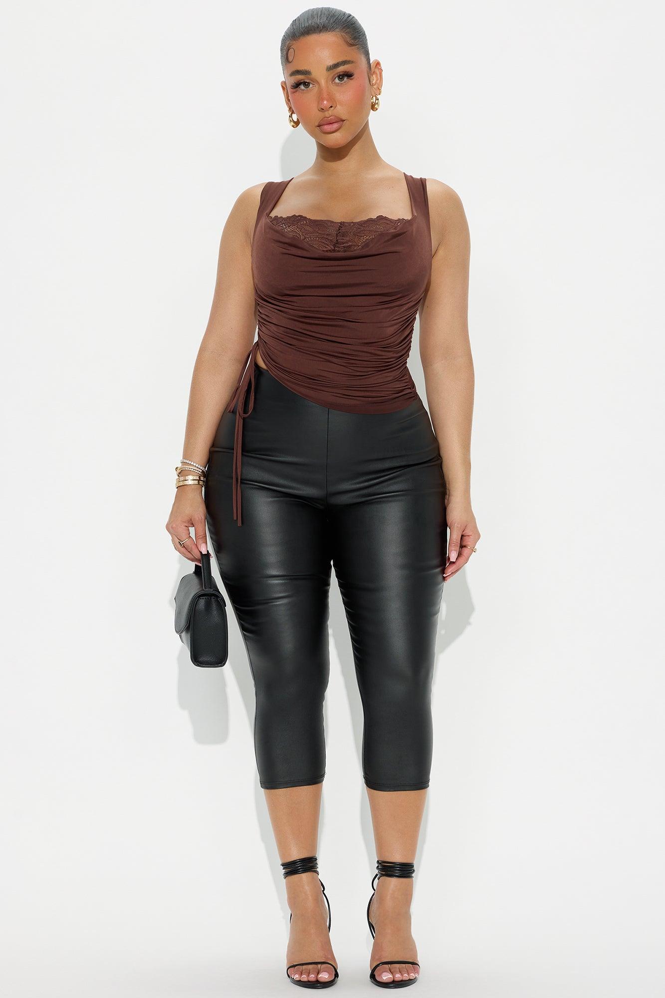 Lillian Cowl Neck Lace Top - Chocolate Product Image