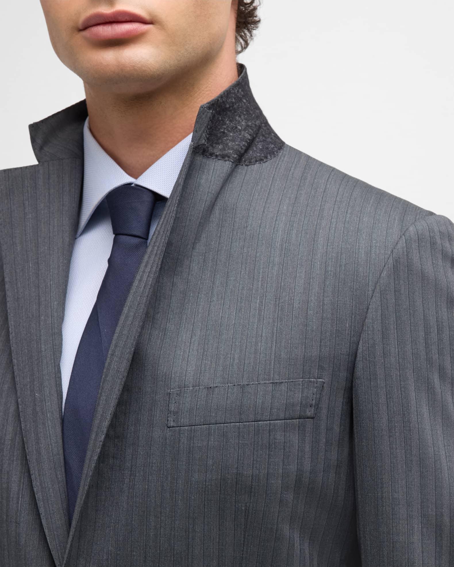 Men's Tonal Striped Wool Suit Product Image