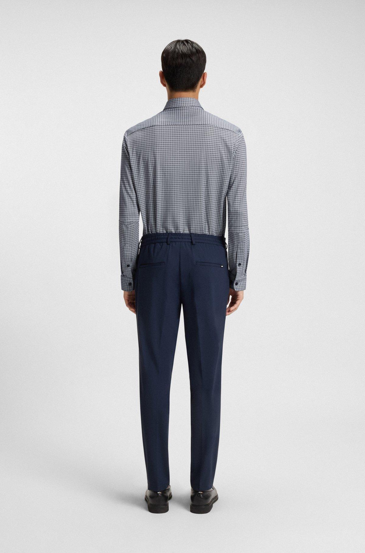 Slim-fit shirt in printed flex-weave fabric Product Image