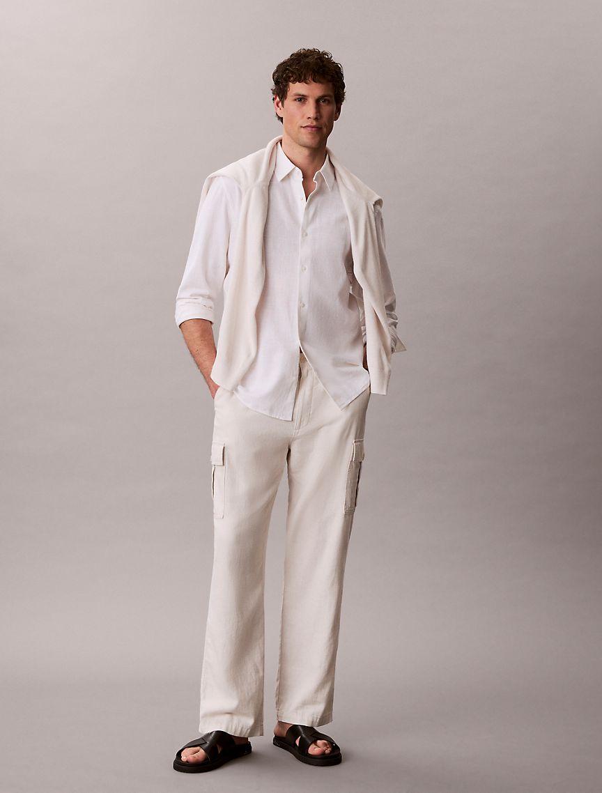 Linen Cotton Classic Button-Down Shirt Product Image