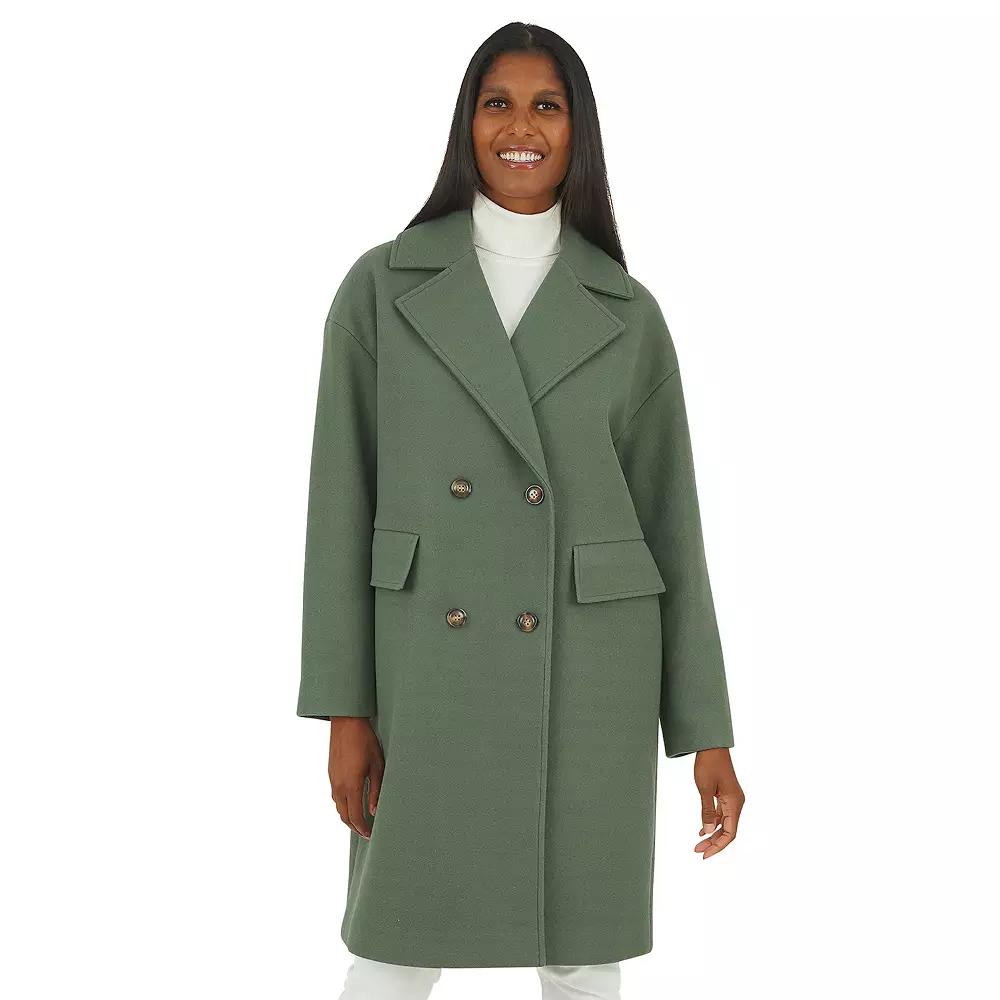 Women's Fleet Street Double Breasted Long Woven Coat,  Product Image
