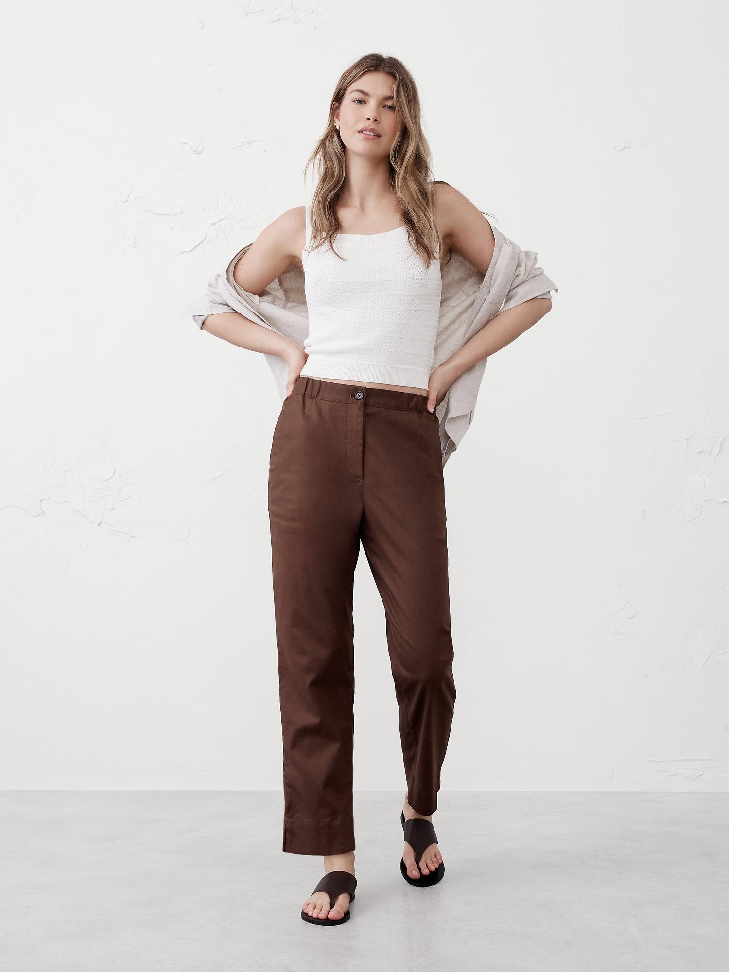Tapered Linen-Blend Pull-On Pant Product Image