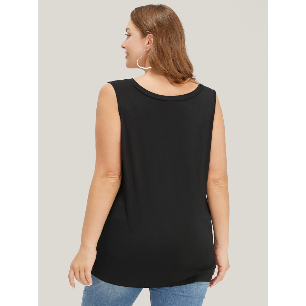 Plus Size Supersoft Essentials Very Stretchy Sleeveless Tank Top Women Black Basics V-neck Dailywear Tank Tops Camis BloomChic 10/M Product Image