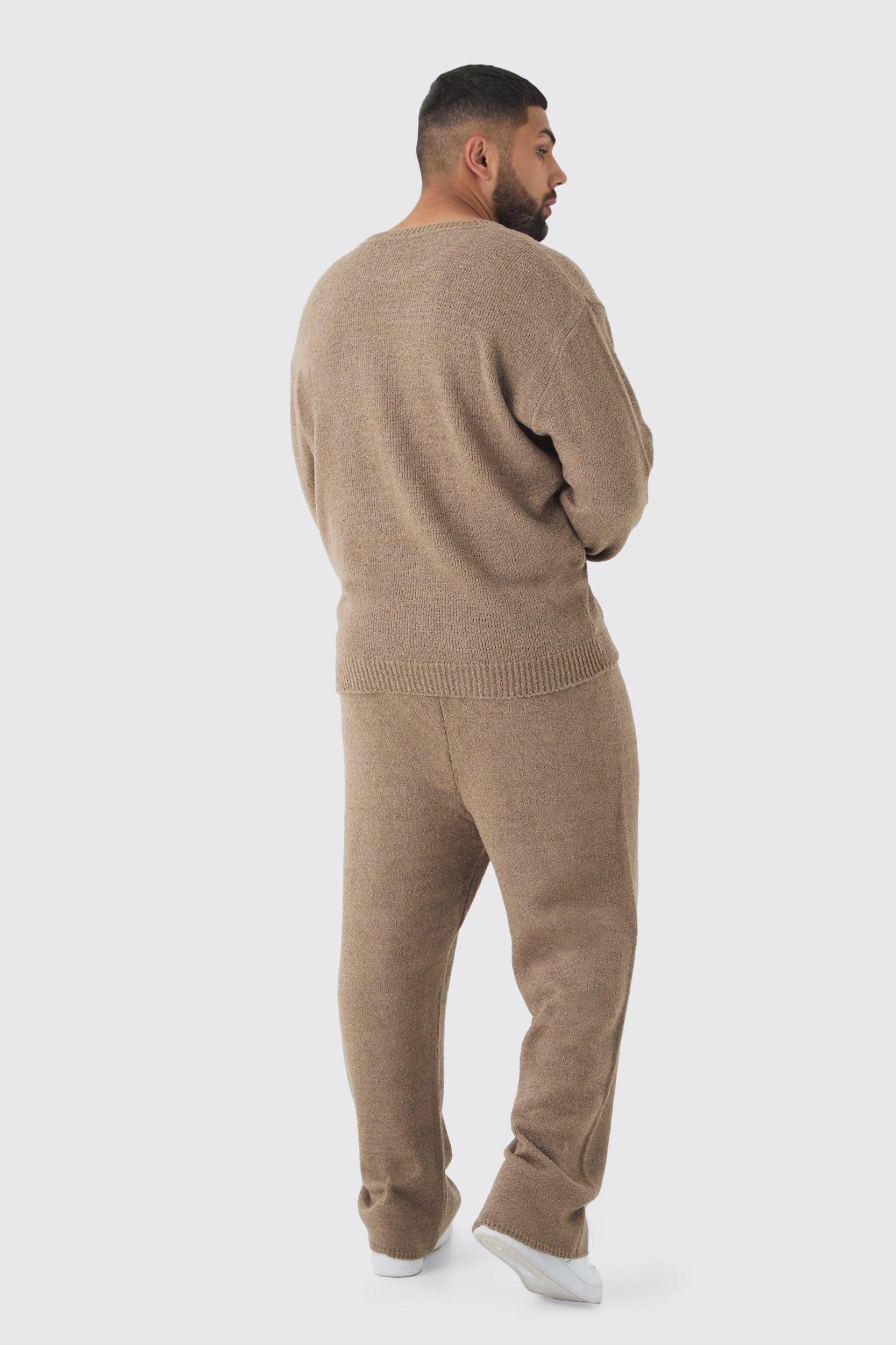 Plus Boucle Knit Oversized Sweat & Pants Set | boohooMAN USA Product Image