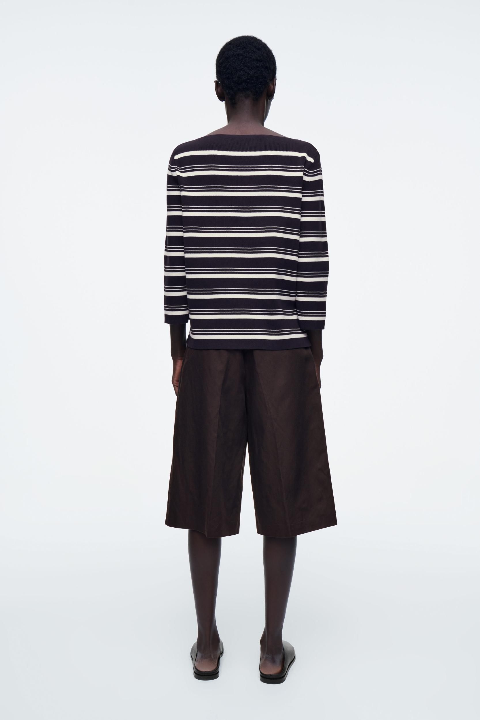 BOAT-NECK STRIPED COTTON SWEATER Product Image