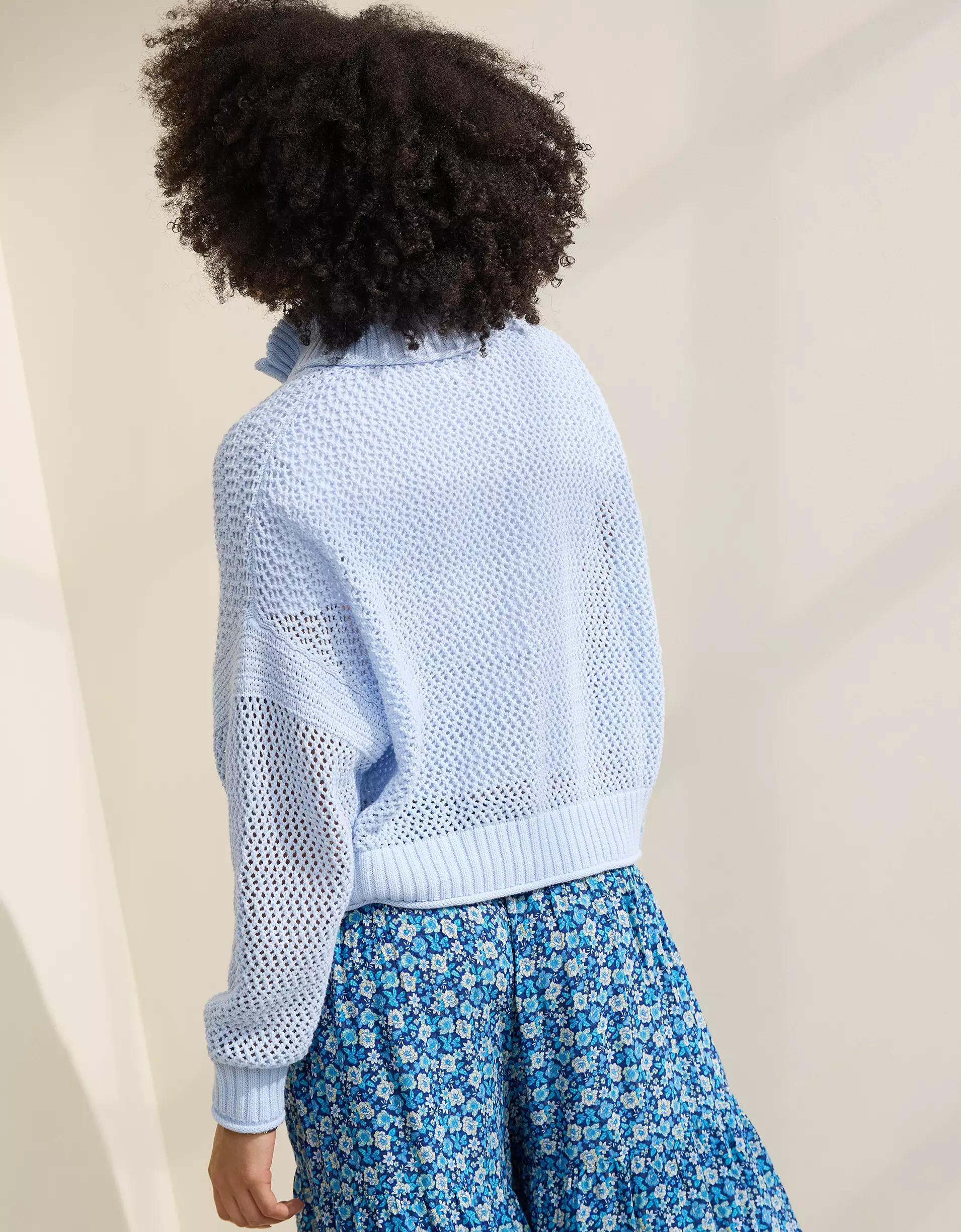 Aerie Crochet Quarter Zip Sweater Product Image