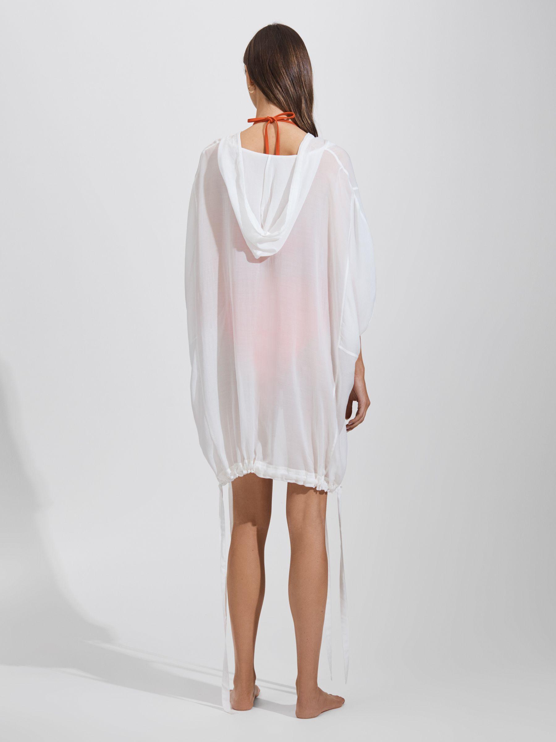 Drawstring Hem Kaftan in White Product Image