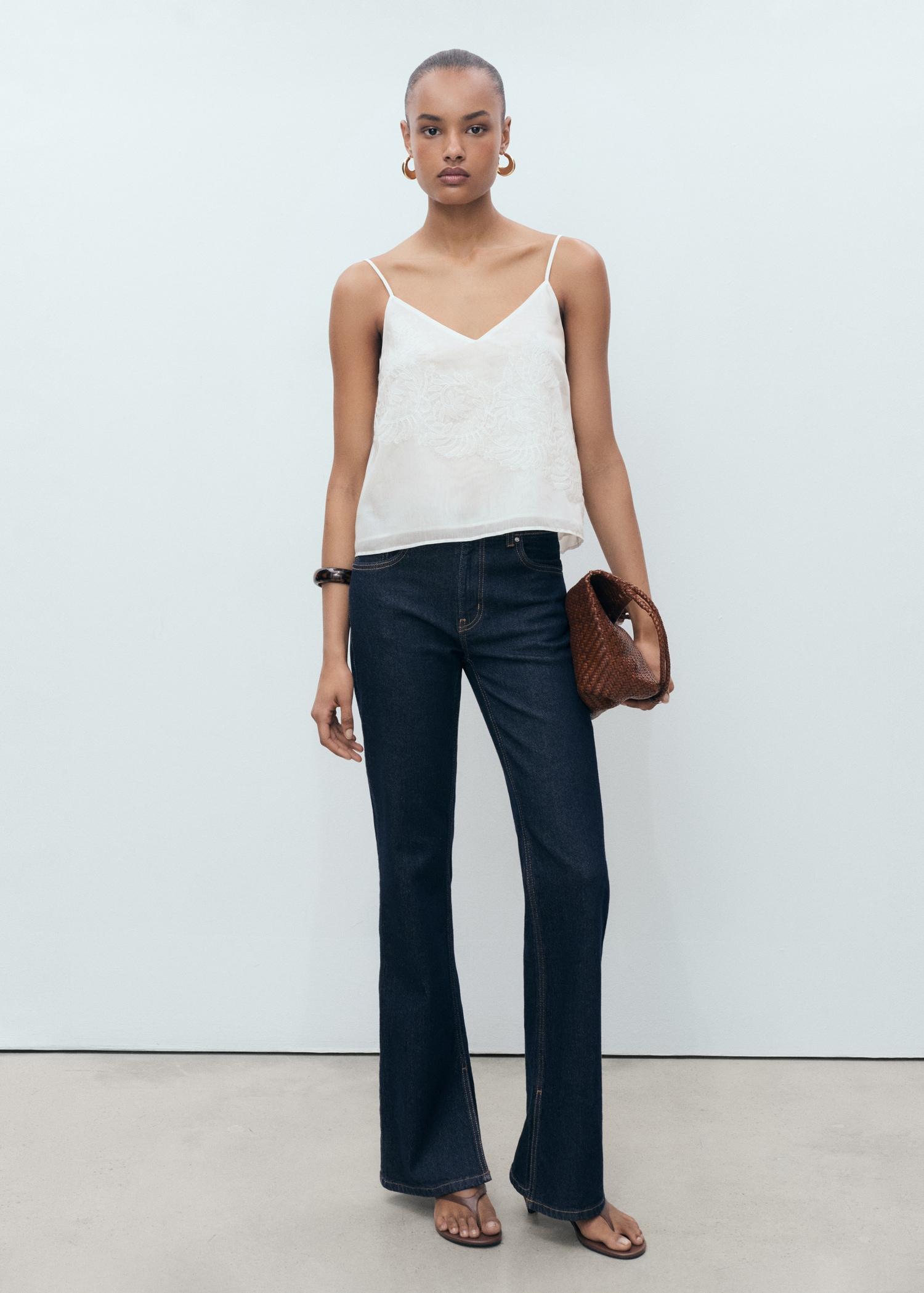 Lace strap top - Women | MANGO USA Product Image