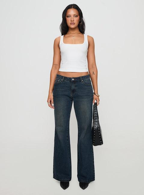 Baseline Square Neck Rib Tank Top White Product Image