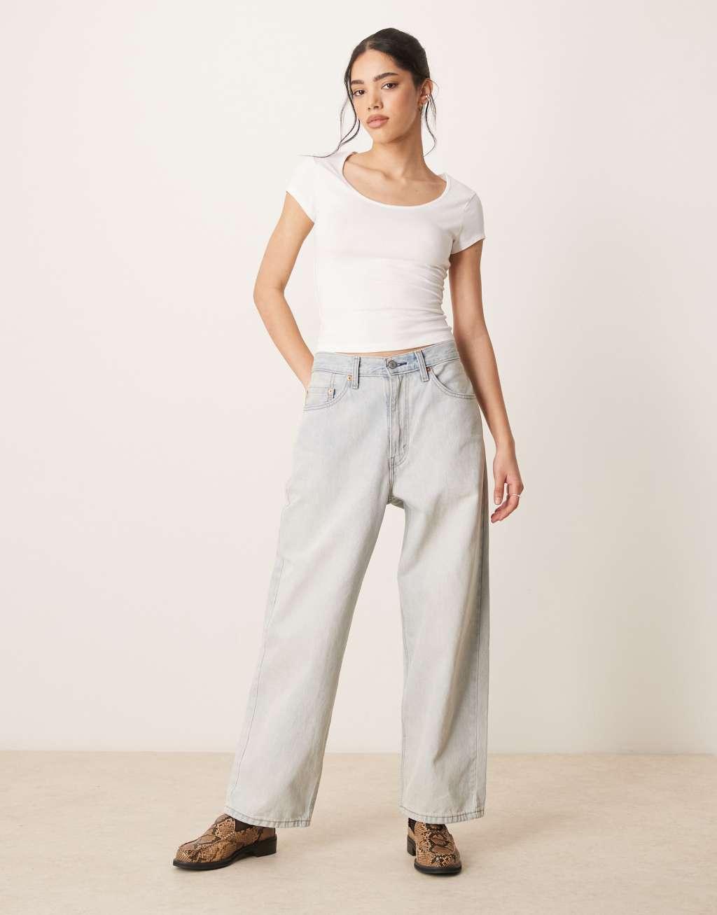 ASOS DESIGN scoop neck cap sleeve t-shirt in white Product Image