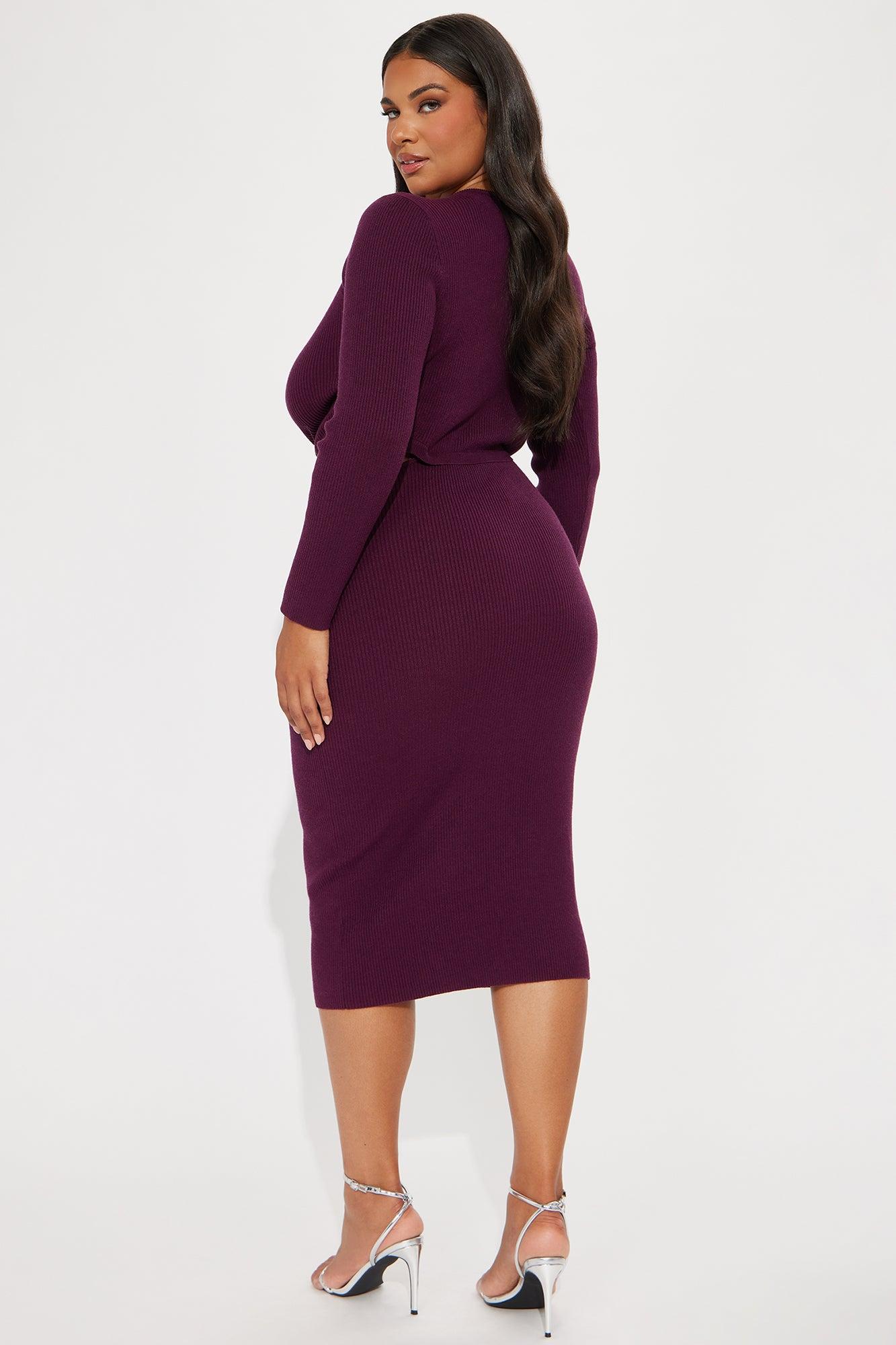 Sincerely Sweet Sweater Midi Dress - Purple Product Image