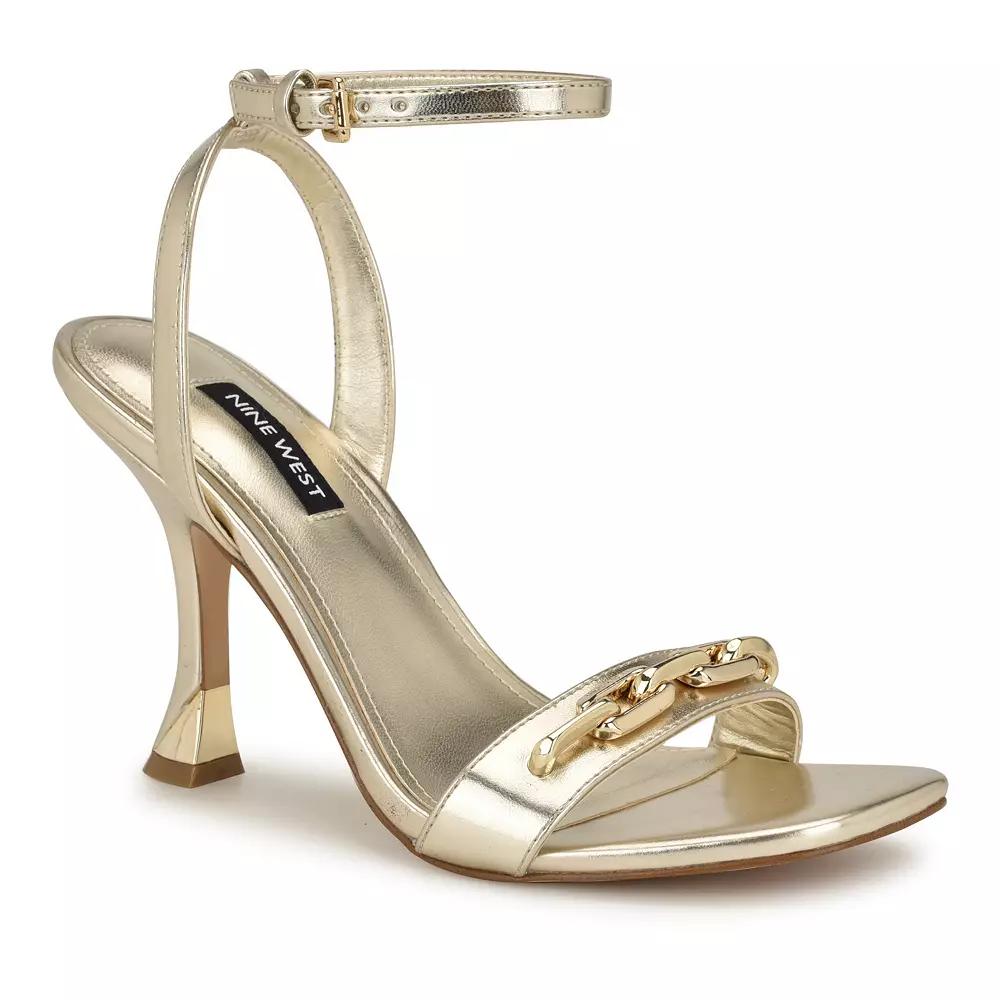 Nine West Neela Square Toe Tapered Women's Heel Dress Sandals, Size: 8, Gold Product Image
