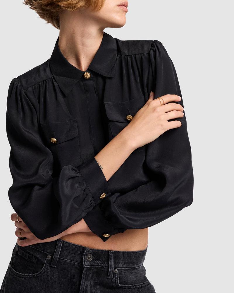 Silk Cropped Blouse Product Image