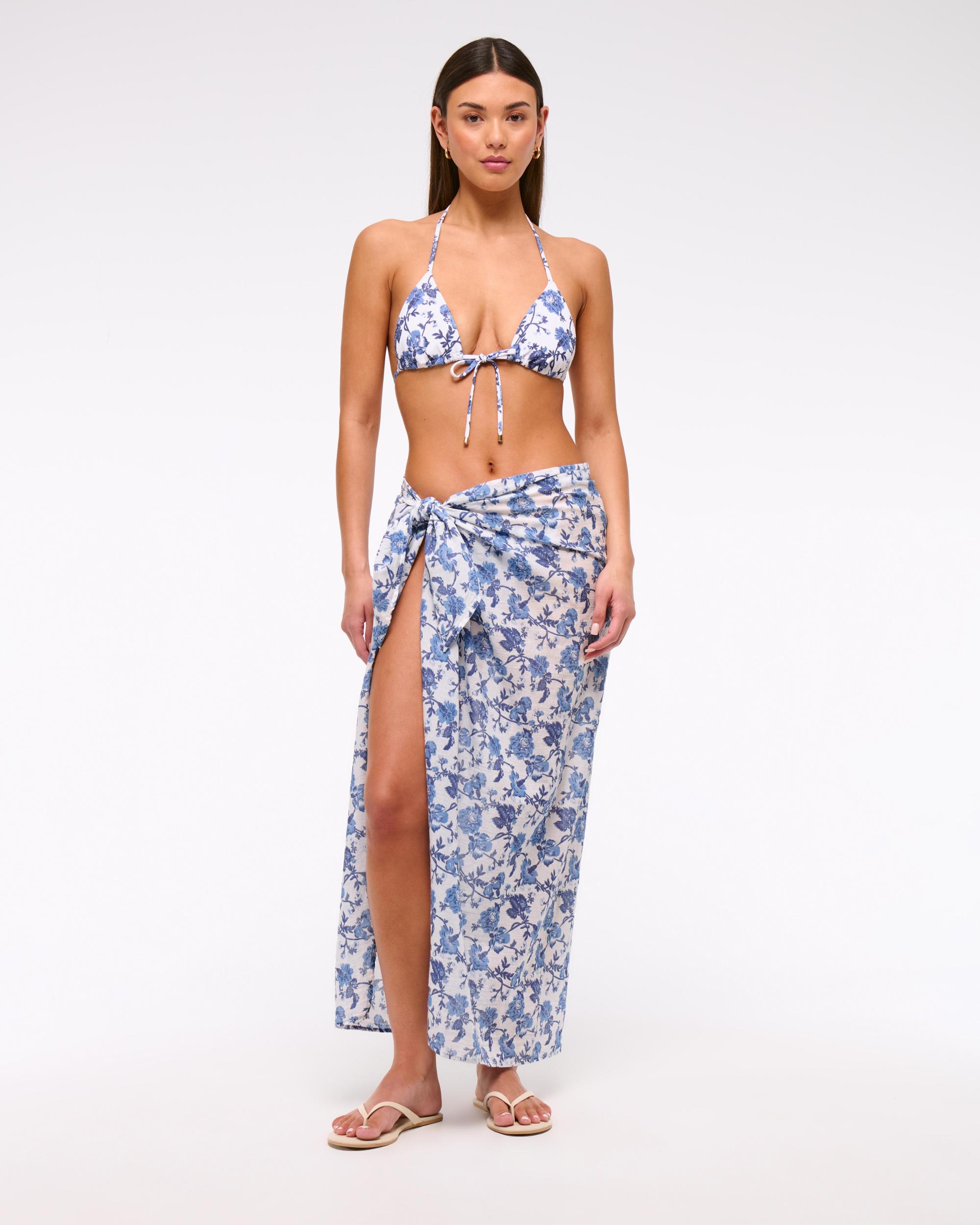 Tie-Front Halter Triangle Bikini Top Product Image