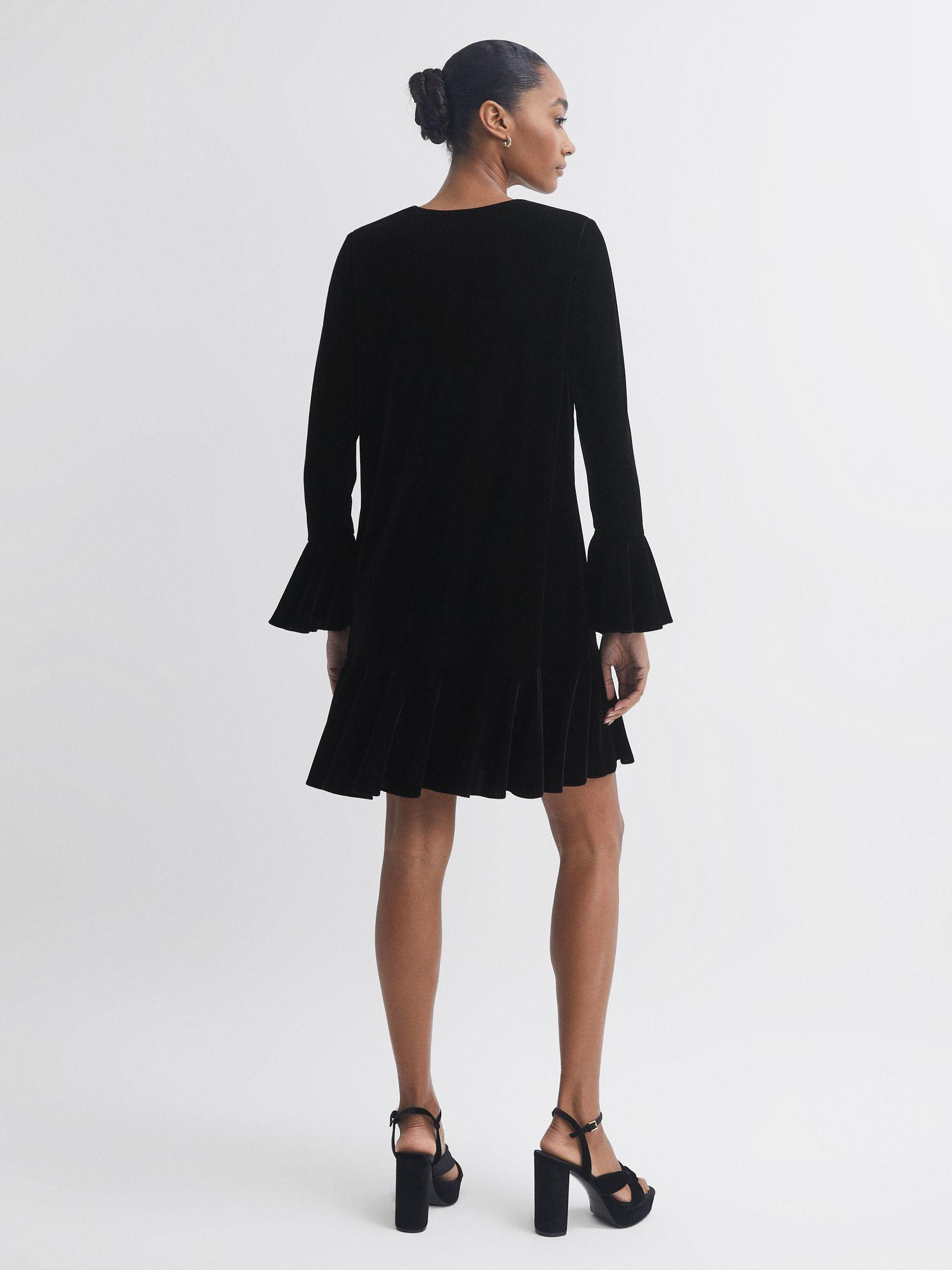 Florere Velvet V-Neck Mini Dress in Black Product Image
