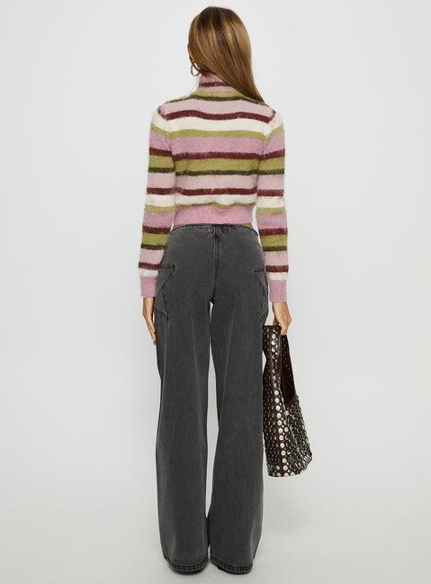 Dolley Star Stitch Mid Rise Wide Leg Jean Grey Wash Product Image
