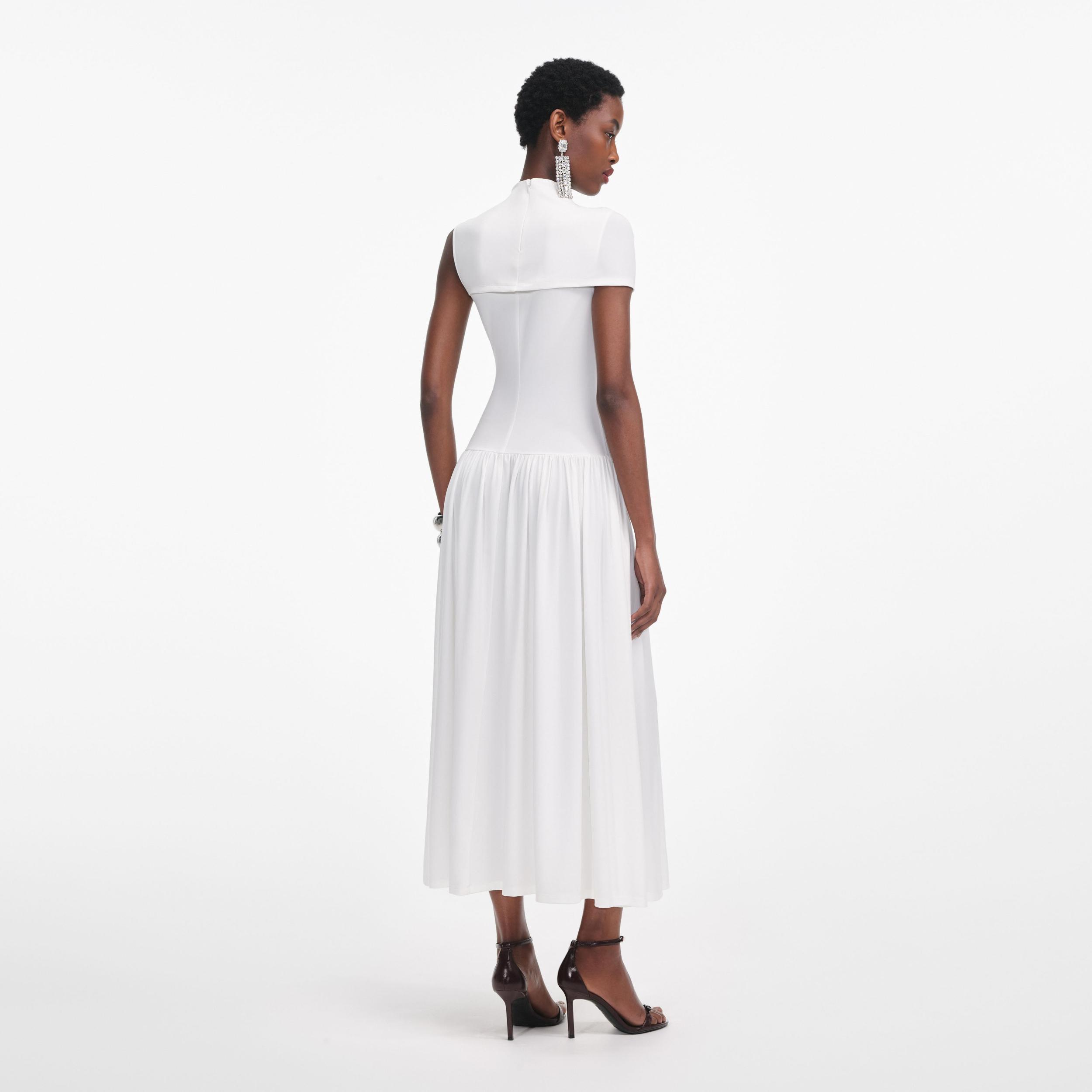 White Jersey Cut Out Midi Dress Product Image